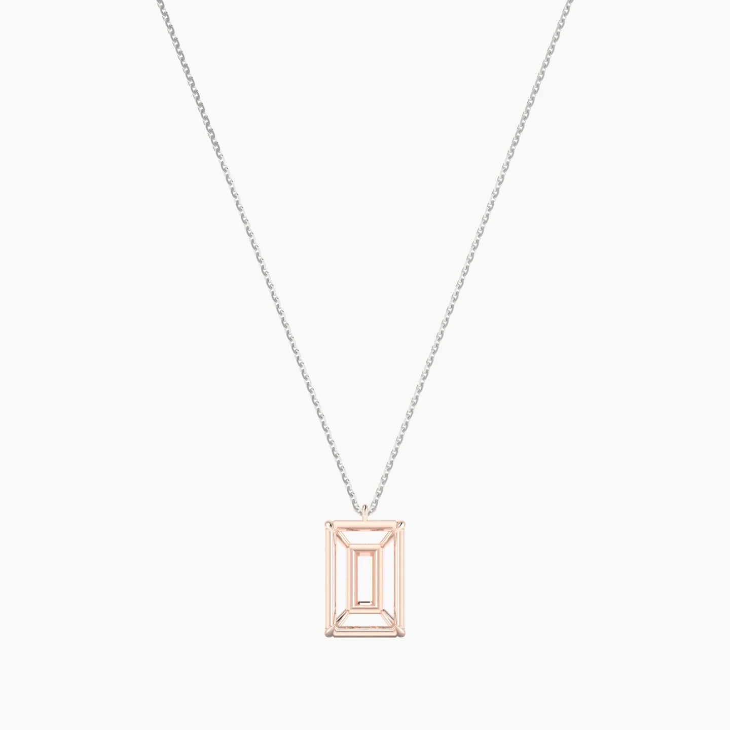 Hanging Solitaire | 18k White & Rose Gold 5-7.99 ct Radiant Cut Pendant Setting