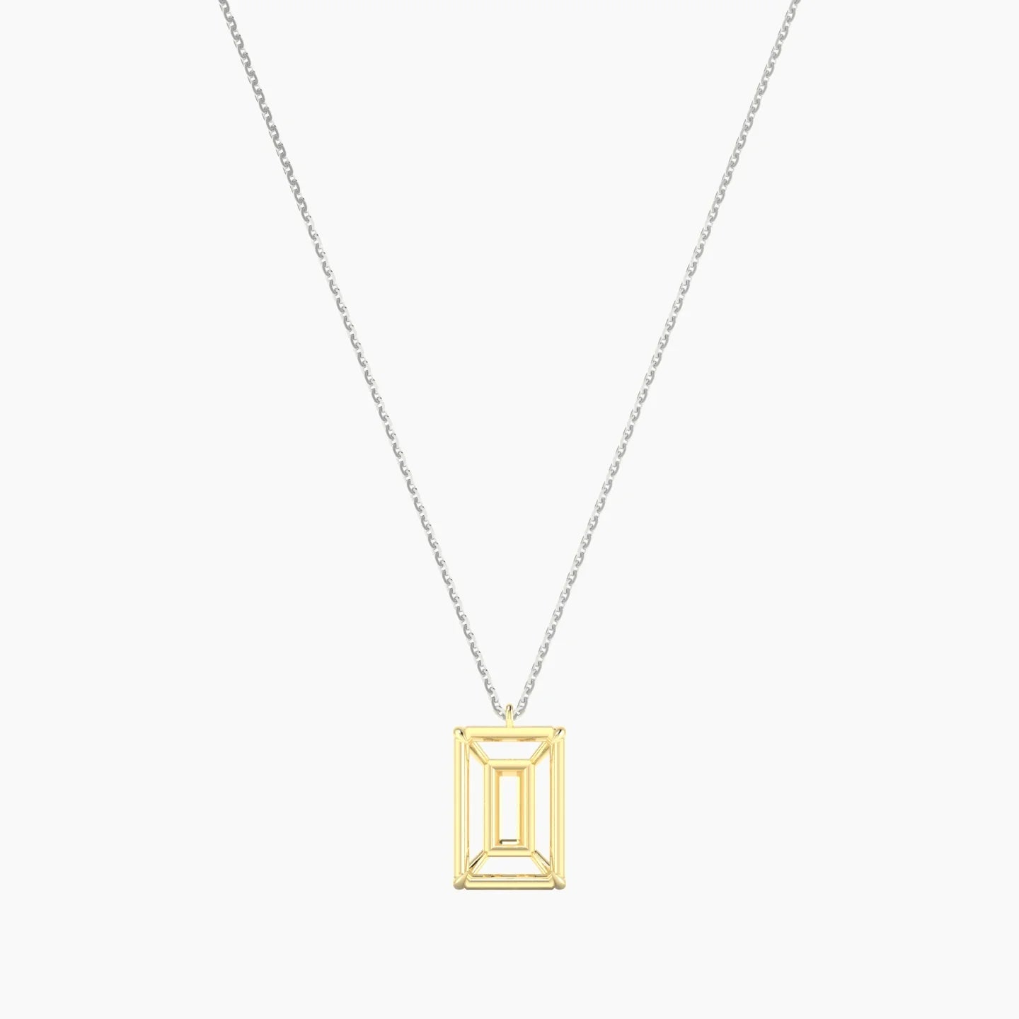 Hanging Solitaire | 18k White & Yellow Gold 5-7.99 ct Radiant Cut Pendant Setting