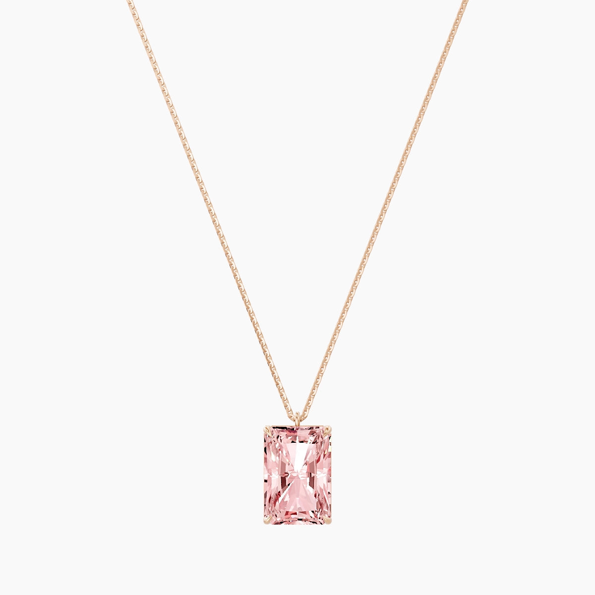 Hanging Solitaire | 18k Rose Gold 5 ct Pink Lab Diamond Radiant Pendant