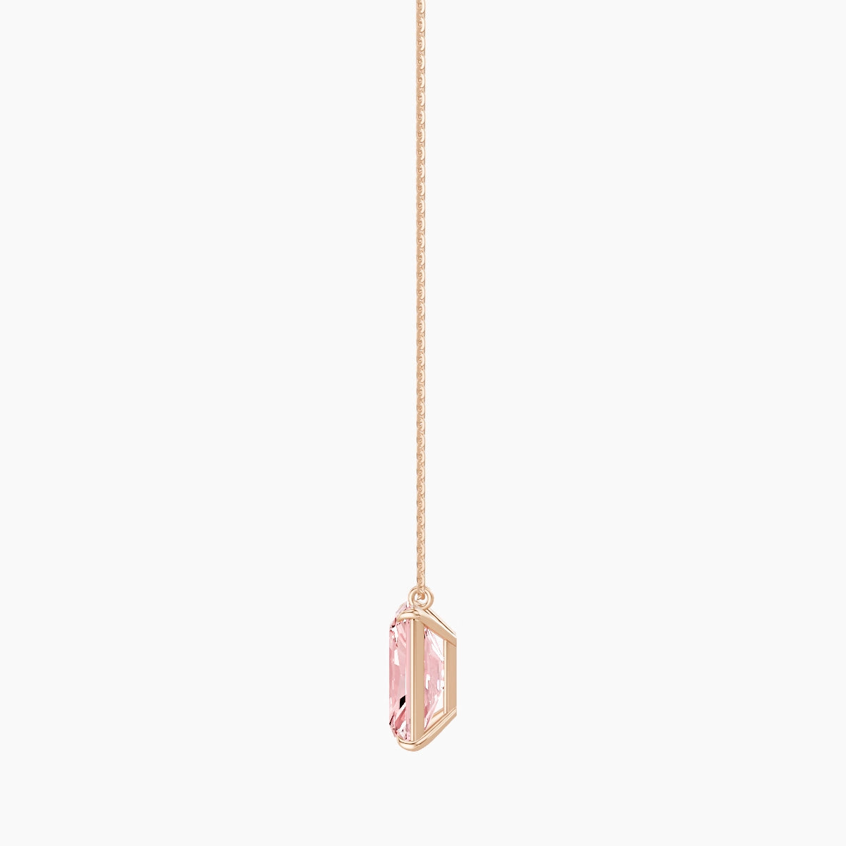 Hanging Solitaire | 18k Rose Gold 5 ct Pink Lab Diamond Radiant Pendant