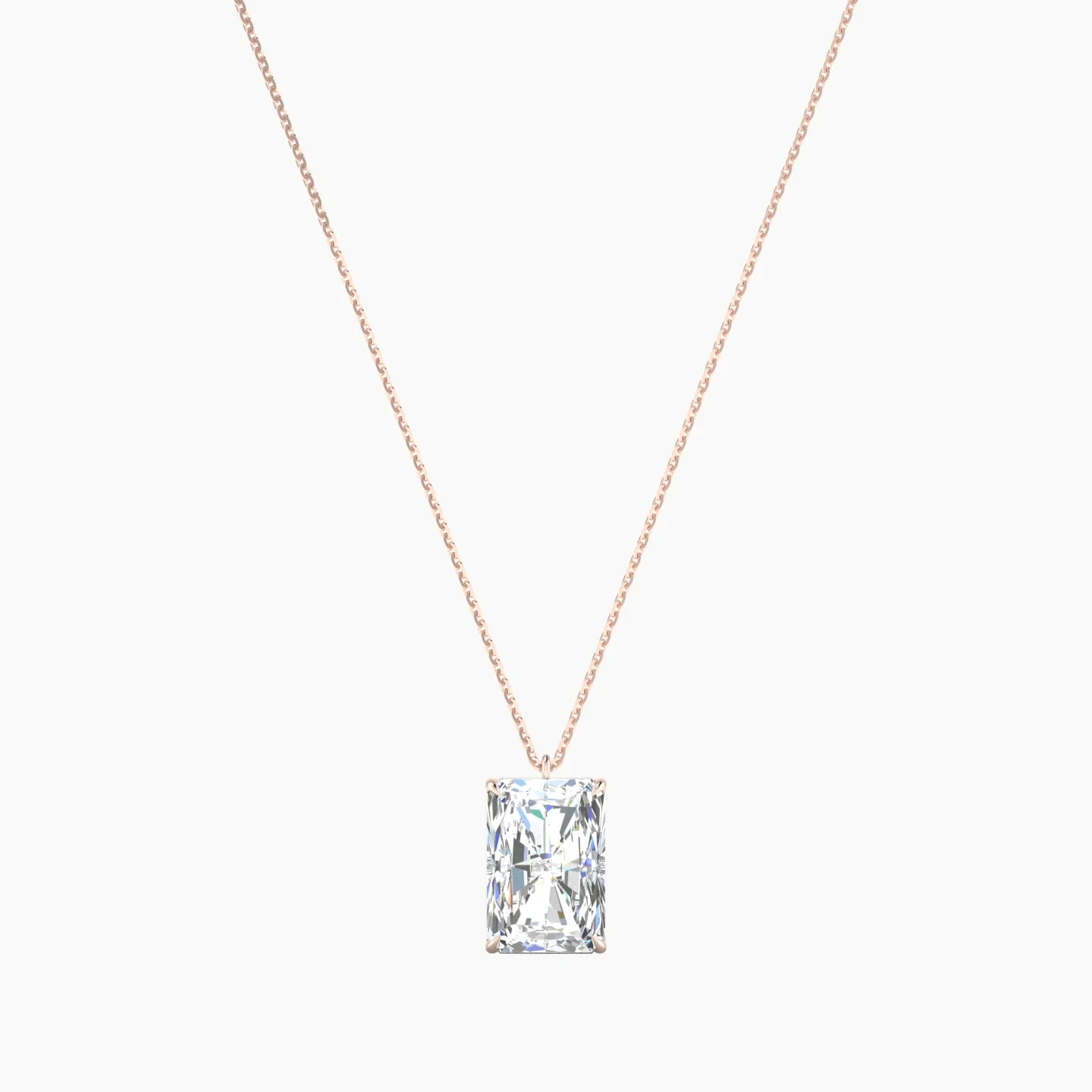 Hanging Solitaire | 18k Rose Gold 5 ct Lab Diamond Radiant Cut Pendant
