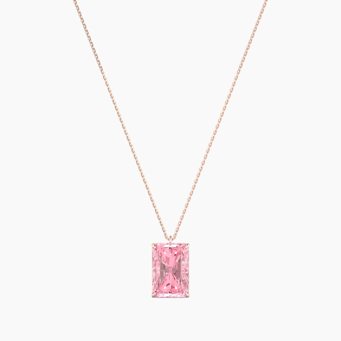 Hanging Solitaire | 18k Rose Gold 5 ct Pink Lab Diamond Radiant Cut Pendant