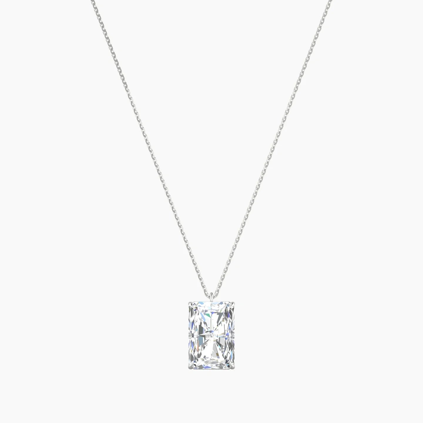 Hanging Solitaire | 18k White Gold 5 ct Lab Diamond Radiant Cut Pendant