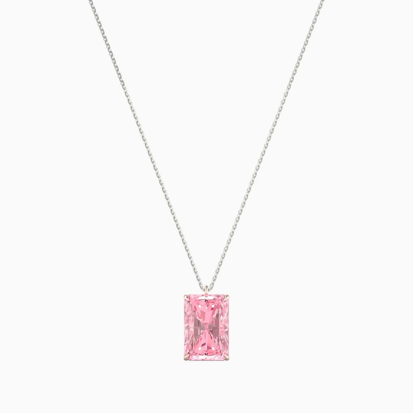 Hanging Solitaire | 18k White & Rose Gold 5 ct Pink Lab Diamond Radiant Cut Pendant