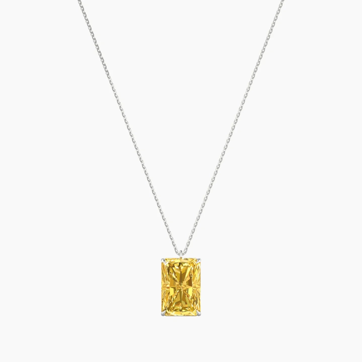 Hanging Solitaire | 18k White Gold 5 ct Yellow Lab Diamond Radiant Cut Pendant