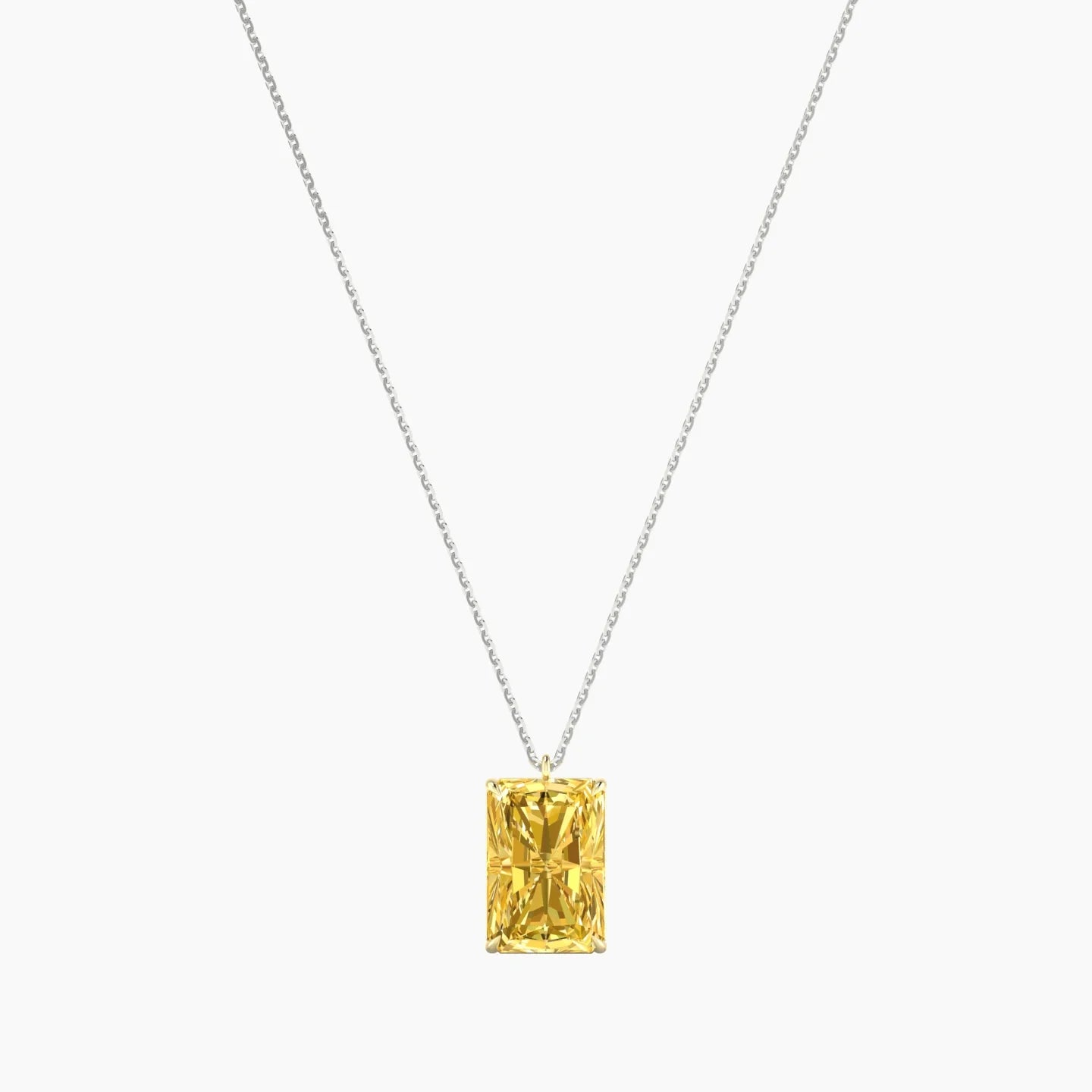 Hanging Solitaire | 18k White & Yellow Gold 5 ct Yellow Lab Diamond Radiant Cut Pendant