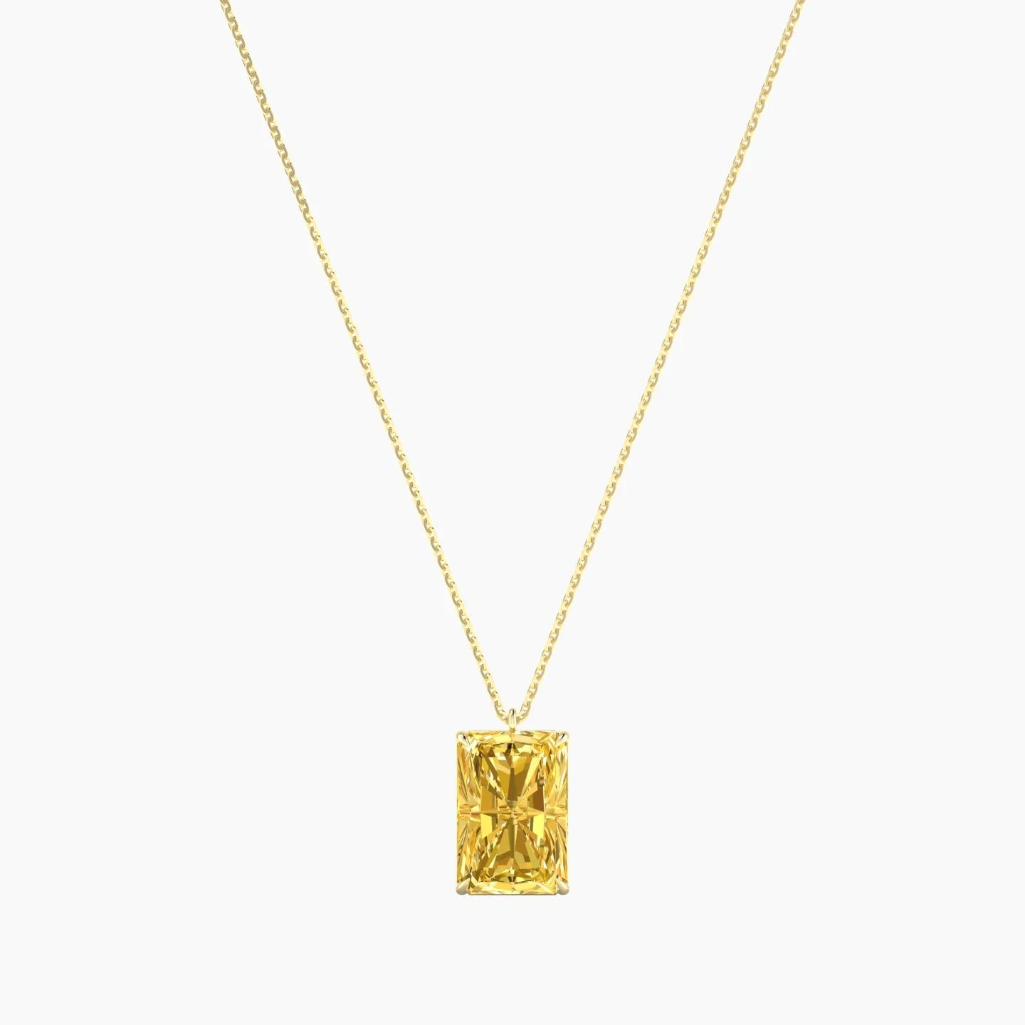 Hanging Solitaire | 18k Yellow Gold 5 ct Yellow Lab Diamond Radiant Cut Pendant