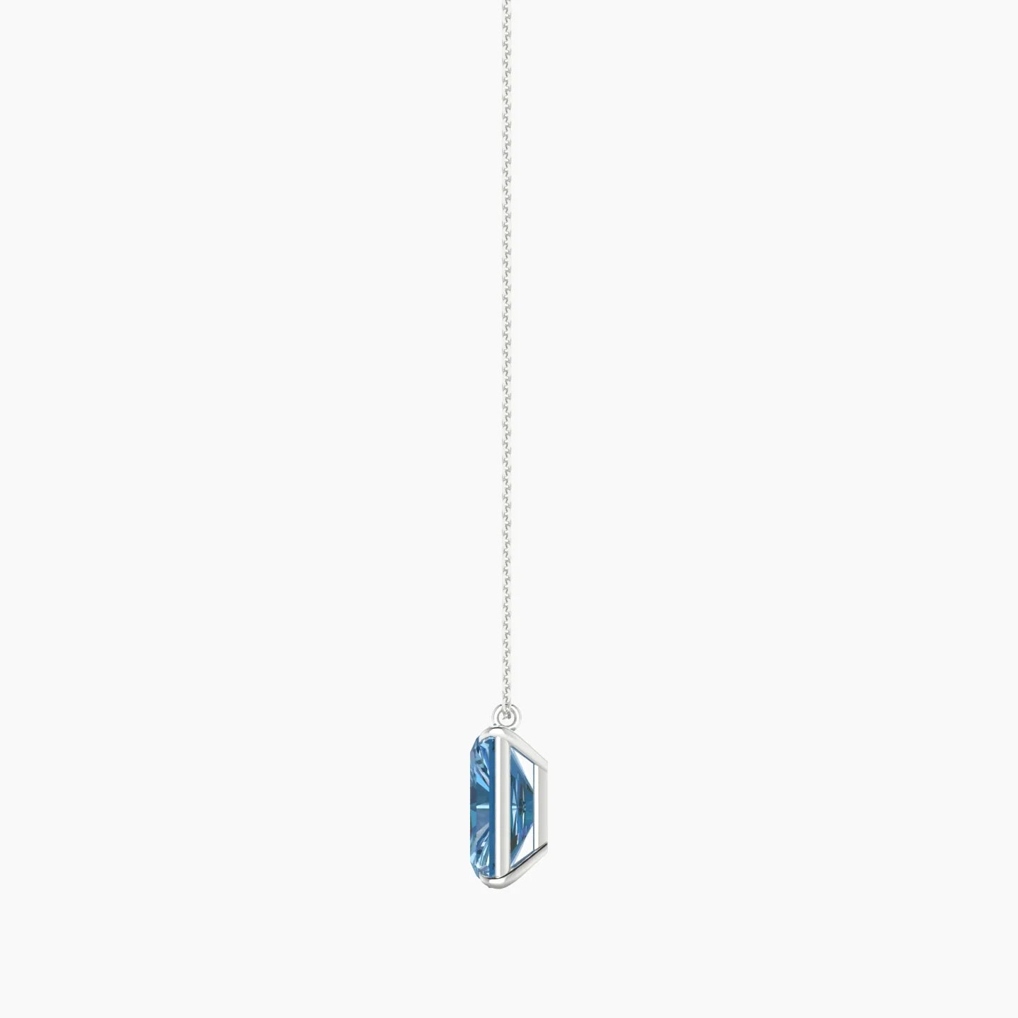 Hanging Solitaire | 18k White Gold 5 ct Blue Lab Diamond Radiant Cut Pendant