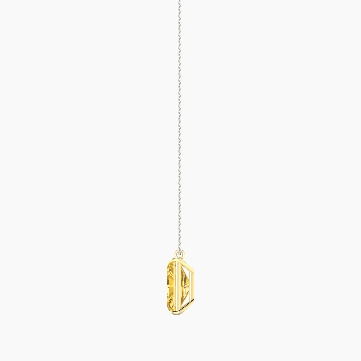 Hanging Solitaire | 18k White & Yellow Gold 5 ct Yellow Lab Diamond Radiant Cut Pendant