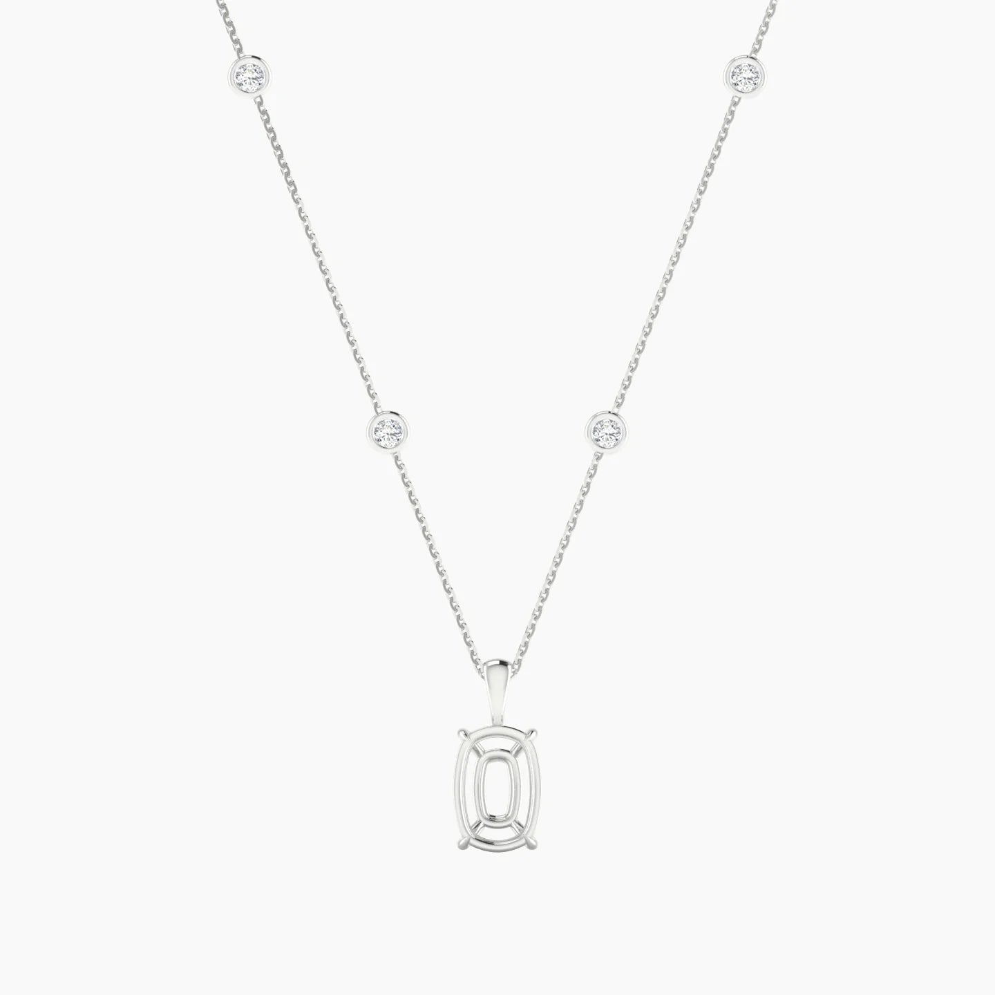 Hanging Solitaire with Sautoir | 18k White Gold 3-4.99 ct Cushion Cut Pendant Setting