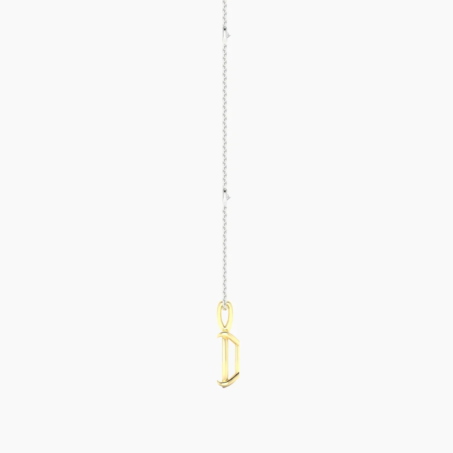 Hanging Solitaire with Sautoir | 18k White & Yellow Gold 3-4.99 ct Cushion Cut Pendant Setting