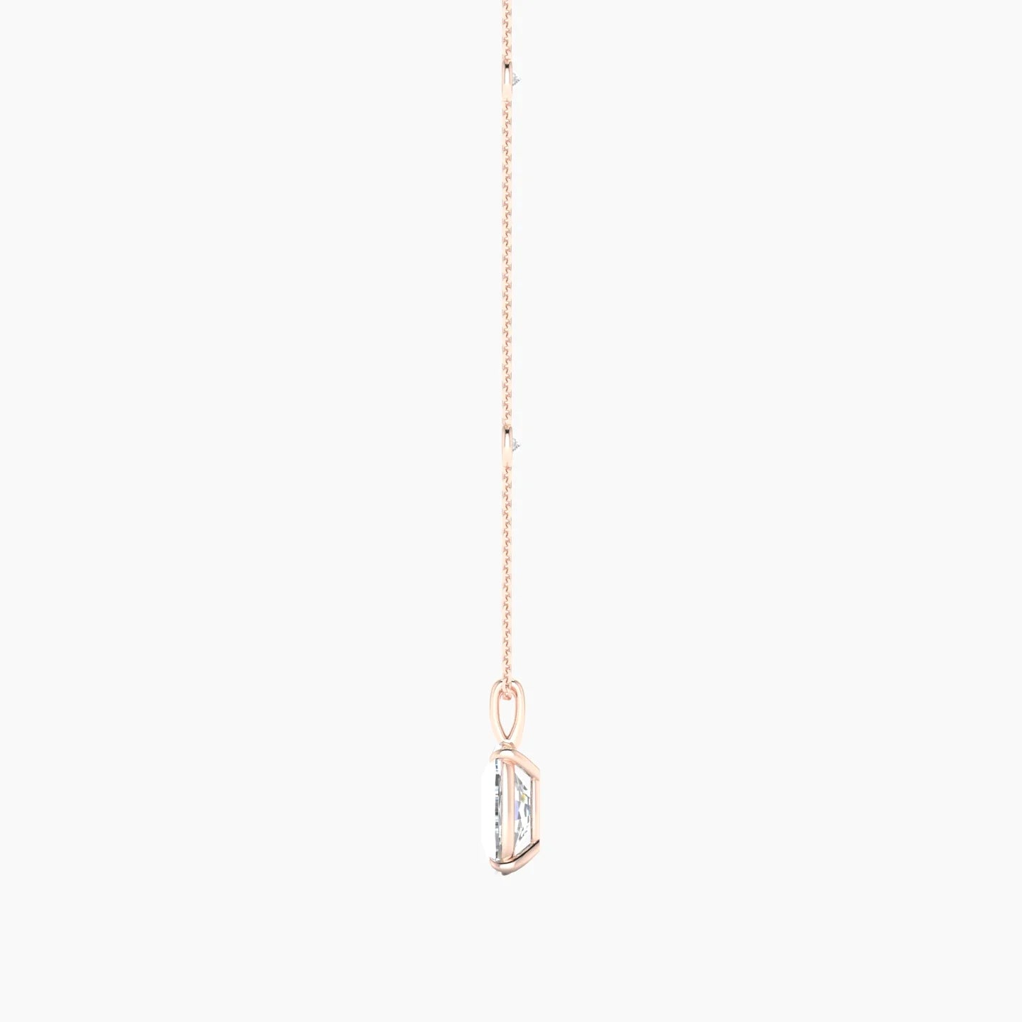 Hanging Solitaire with Sautoir | 18k Rose Gold 3 ct Cushion Cut Pendant Setting