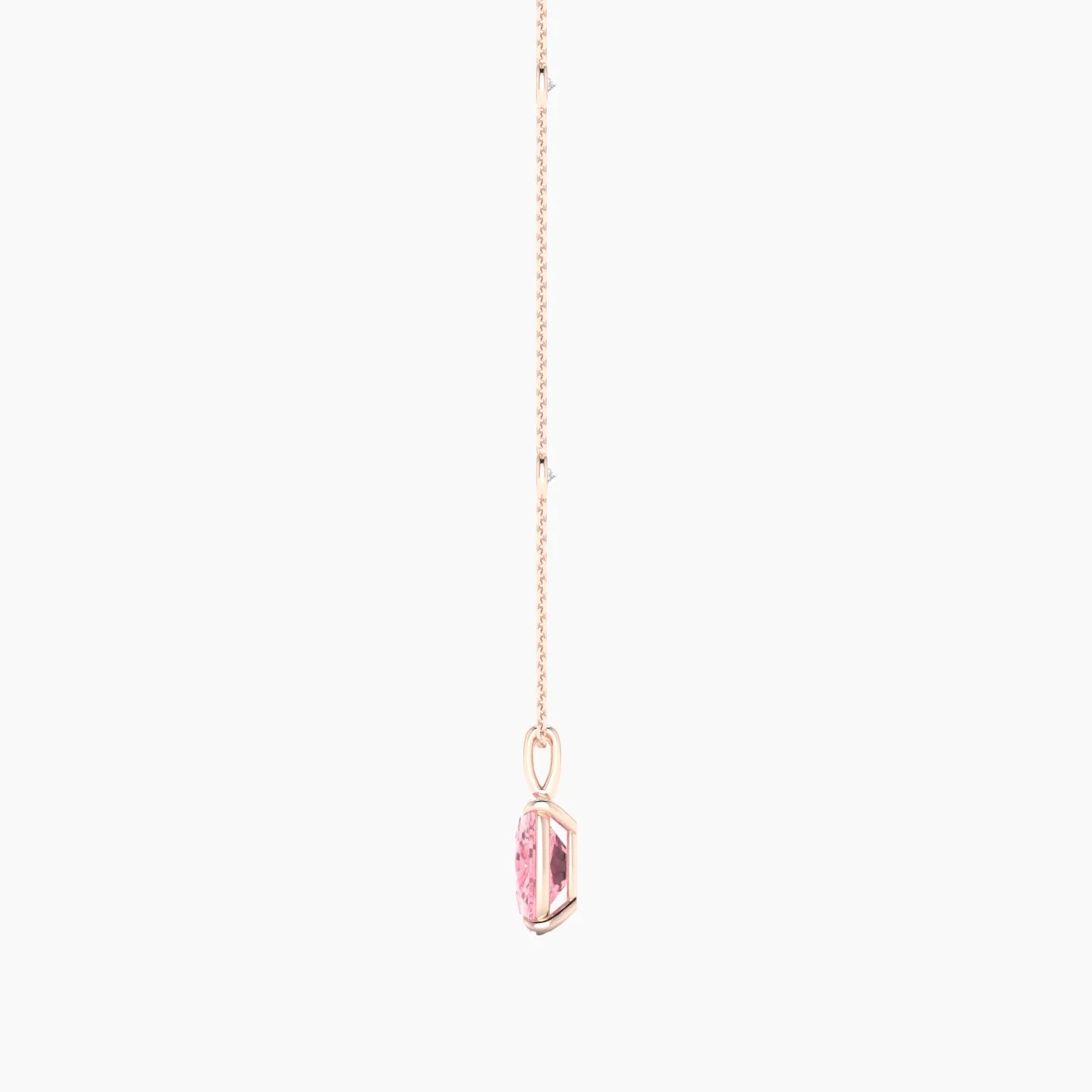Hanging Solitaire with Sautoir | 18k Rose Gold 3 ct Cushion Cut Pendant Setting
