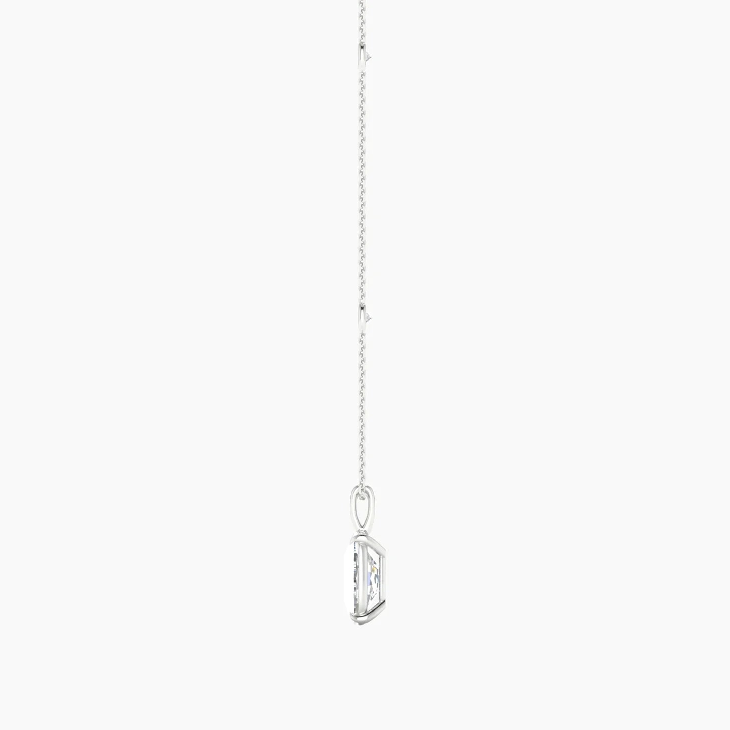 Hanging Solitaire with Sautoir | 18k White Gold 3 ct Cushion Cut Pendant Setting