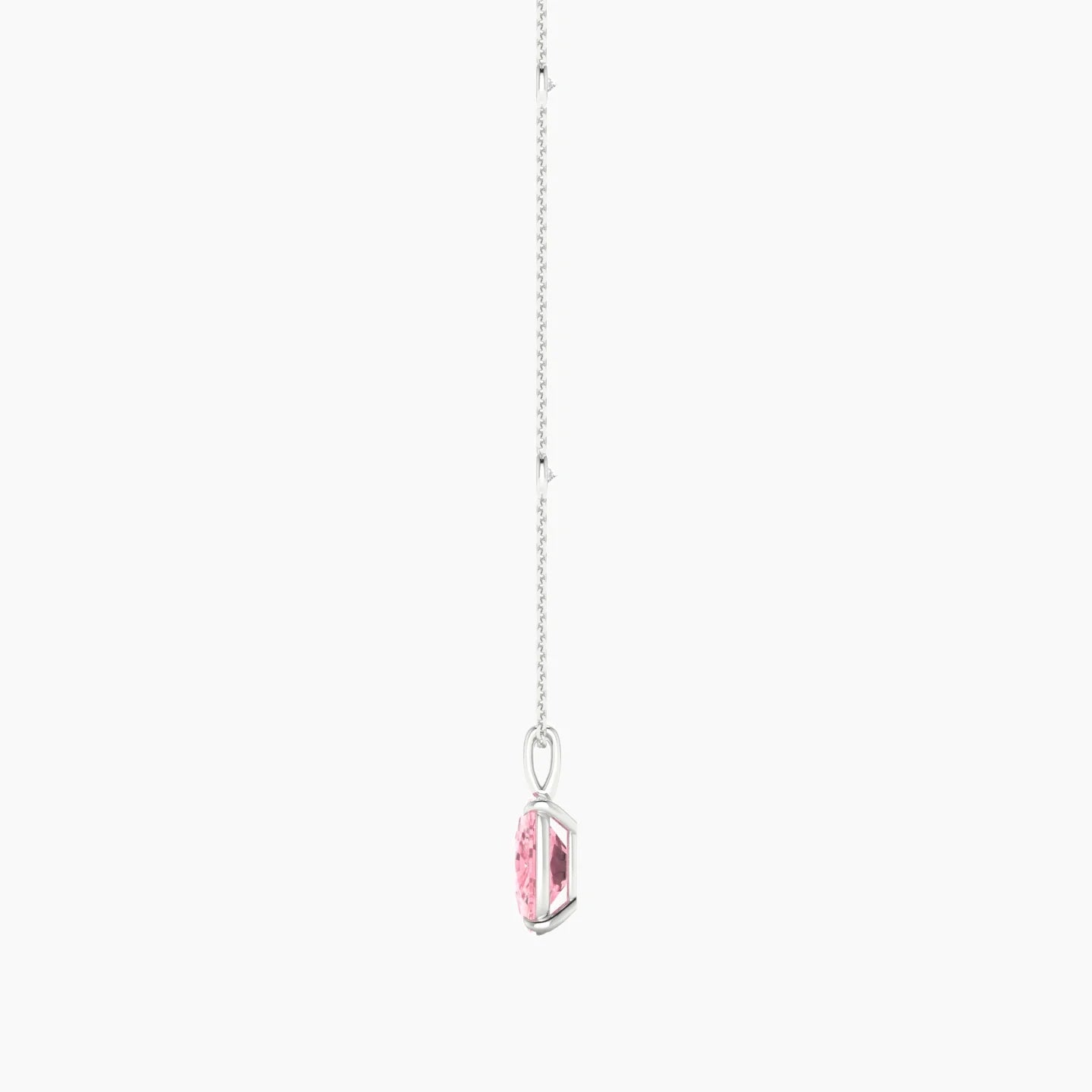 Hanging Solitaire with Sautoir | 18k White Gold 3 ct Cushion Cut Pendant Setting