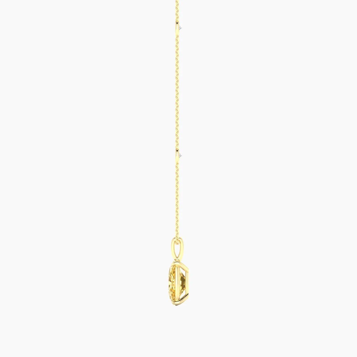 Hanging Solitaire with Sautoir | 18k Yellow Gold 3 ct Cushion Cut Pendant Setting