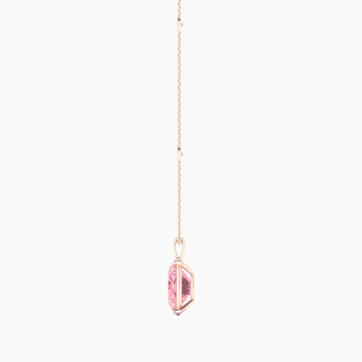 Hanging Solitaire with Sautoir | 18k Rose Gold 5 ct Cushion Cut Pendant Setting