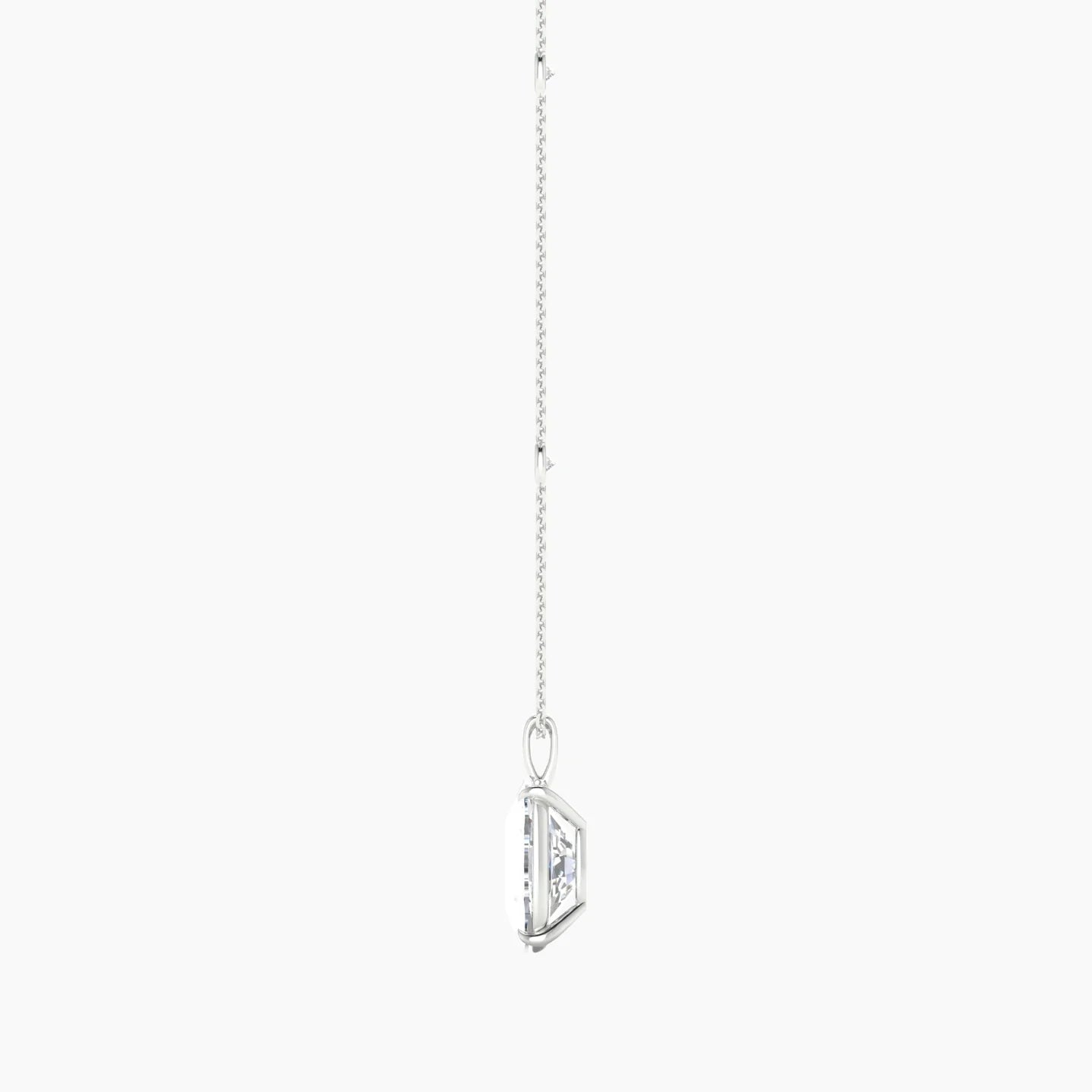 Hanging Solitaire with Sautoir | 18k White Gold 5 ct Cushion Cut Pendant Setting