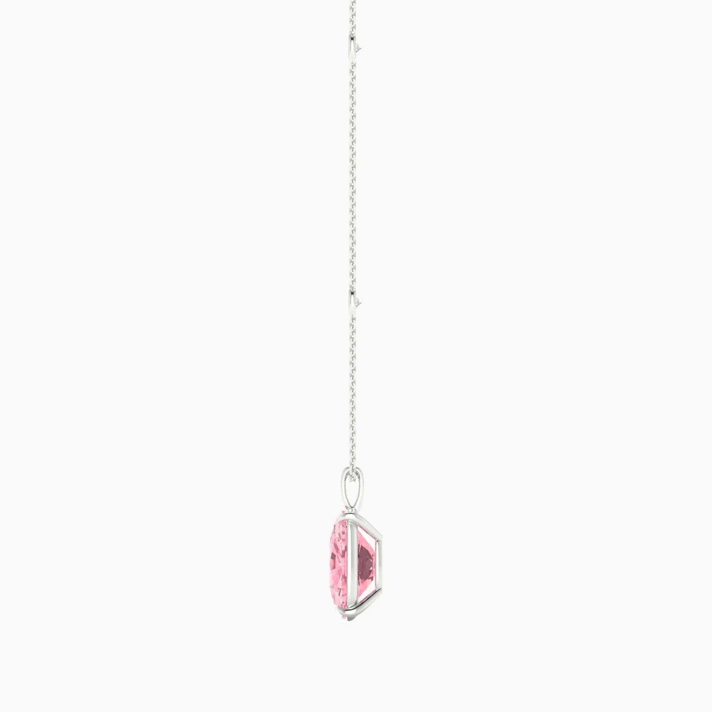 Hanging Solitaire with Sautoir | 18k White Gold 5 ct Cushion Cut Pendant Setting