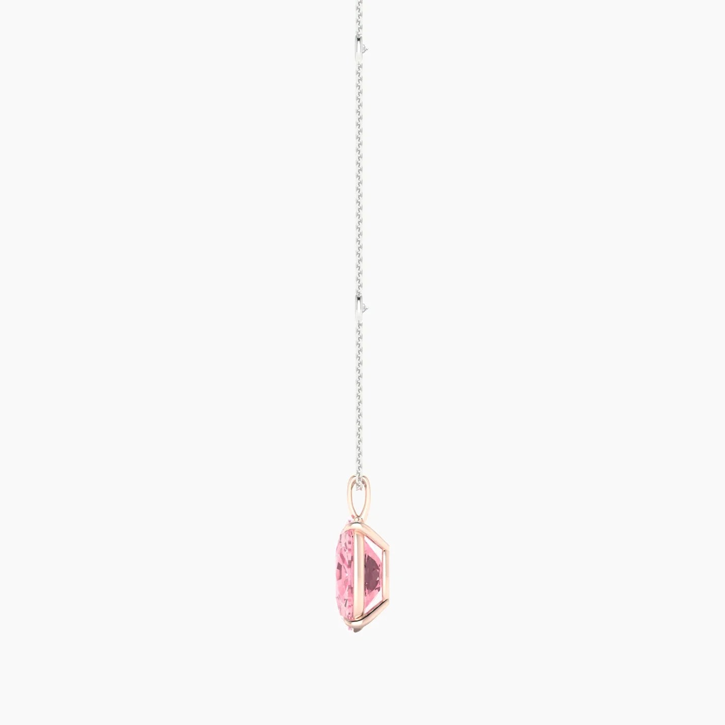 Hanging Solitaire with Sautoir | 18k White & Rose Gold 5 ct Cushion Cut Pendant Setting