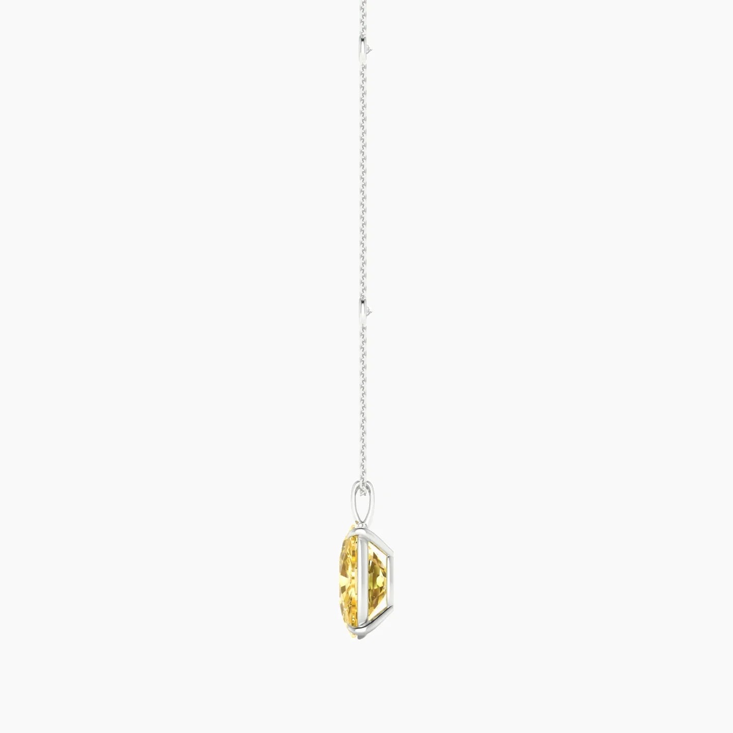 Hanging Solitaire with Sautoir | 18k White Gold 5 ct Cushion Cut Pendant Setting