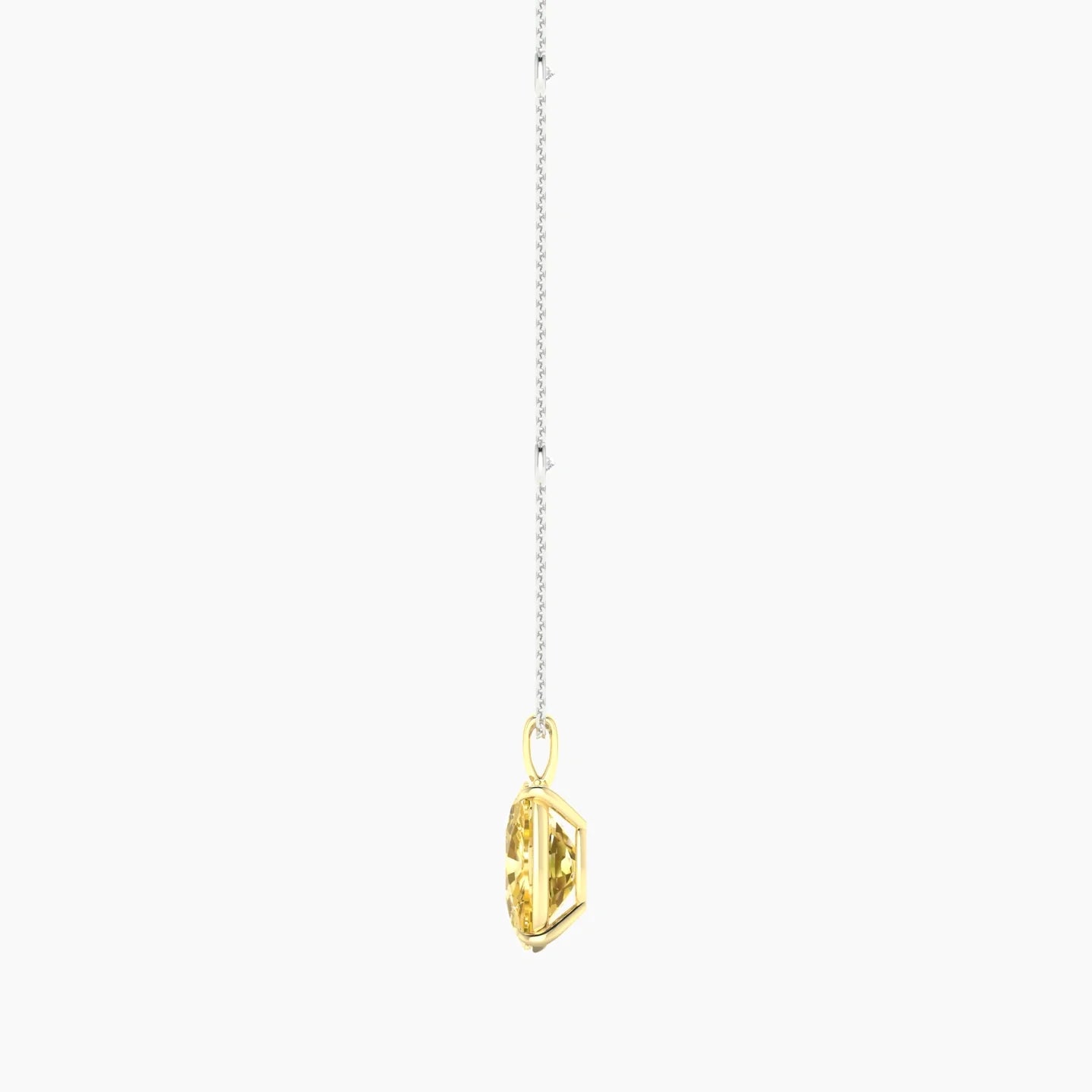 Hanging Solitaire with Sautoir | 18k White & Yellow Gold 5 ct Cushion Cut Pendant Setting