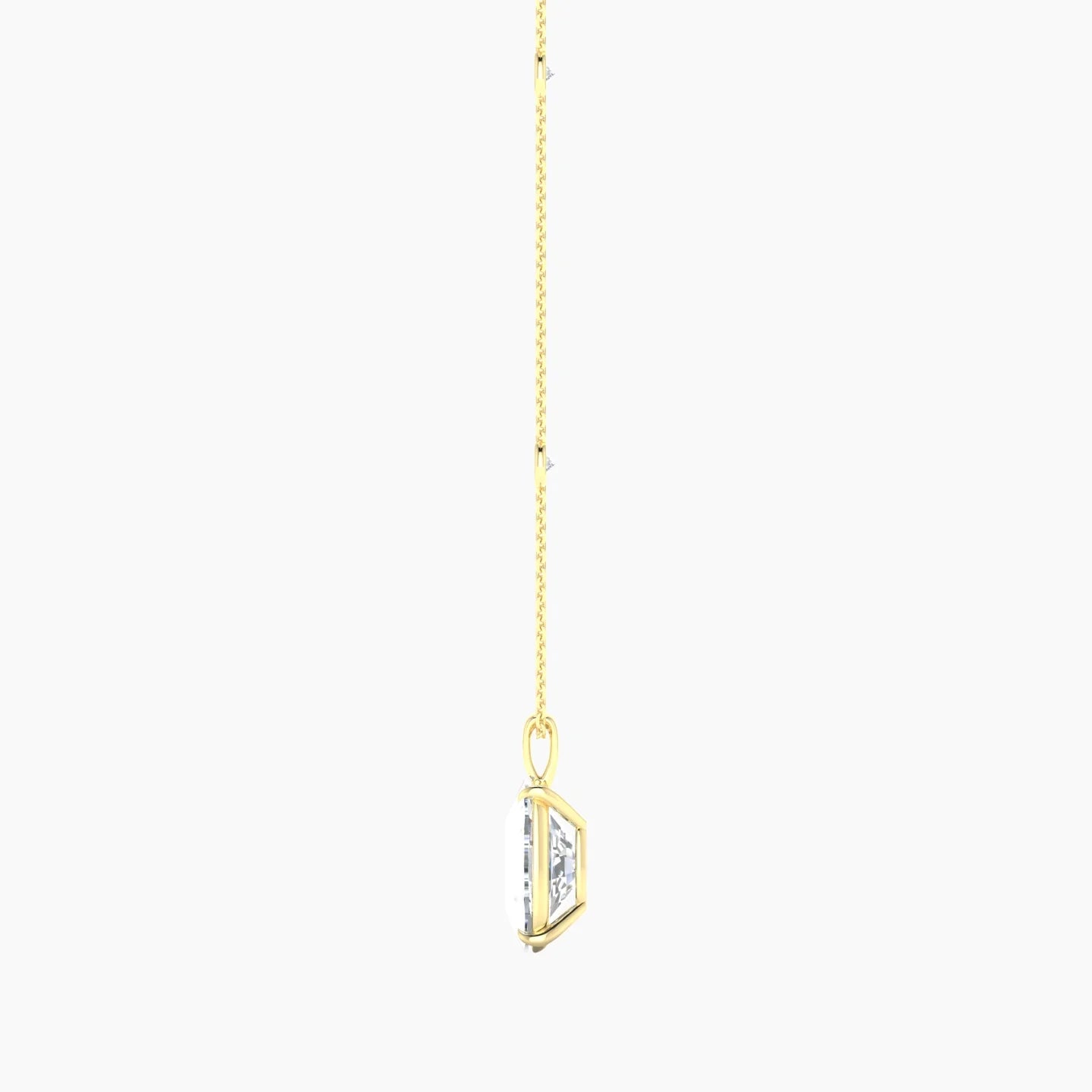Hanging Solitaire with Sautoir | 18k Yellow Gold 5 ct Cushion Cut Pendant Setting