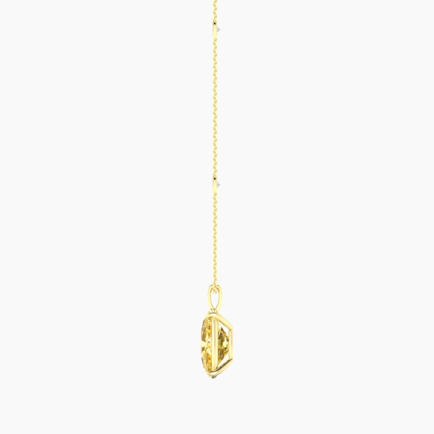 Hanging Solitaire with Sautoir | 18k Yellow Gold 5 ct Cushion Cut Pendant Setting