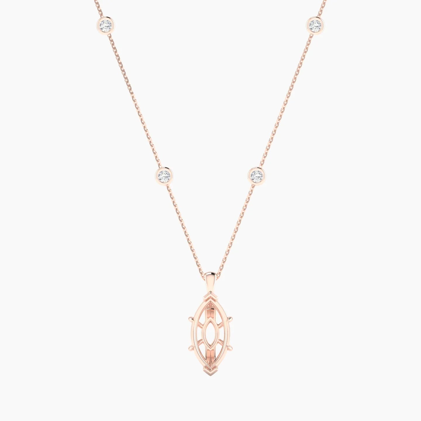 Hanging Solitaire with Sautoir | 18k Rose Gold 3-4.99 ct Marquise Cut Pendant Setting