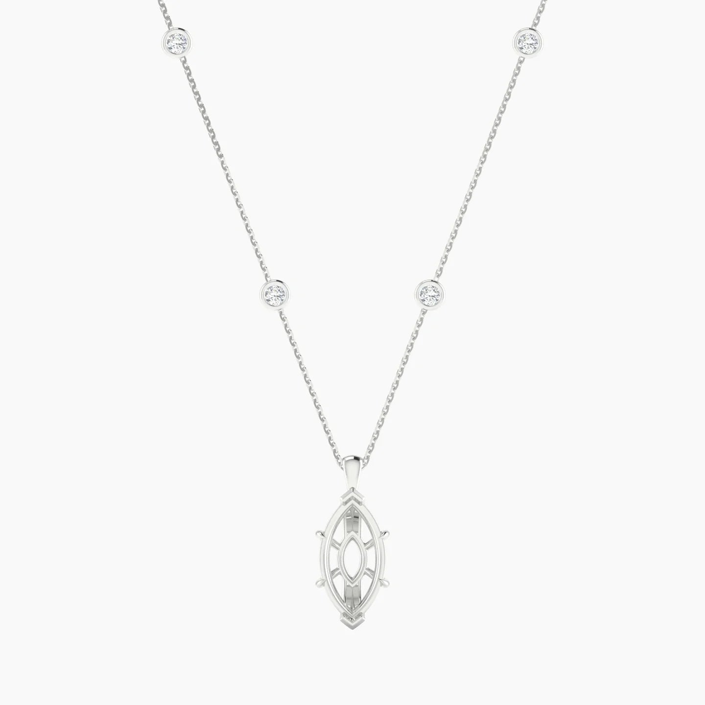 Hanging Solitaire with Sautoir | 18k White Gold 3-4.99 ct Marquise Cut Pendant Setting
