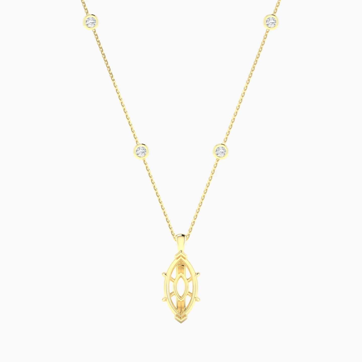 Hanging Solitaire with Sautoir | 18k Yellow Gold 3-4.99 ct Marquise Cut Pendant Setting