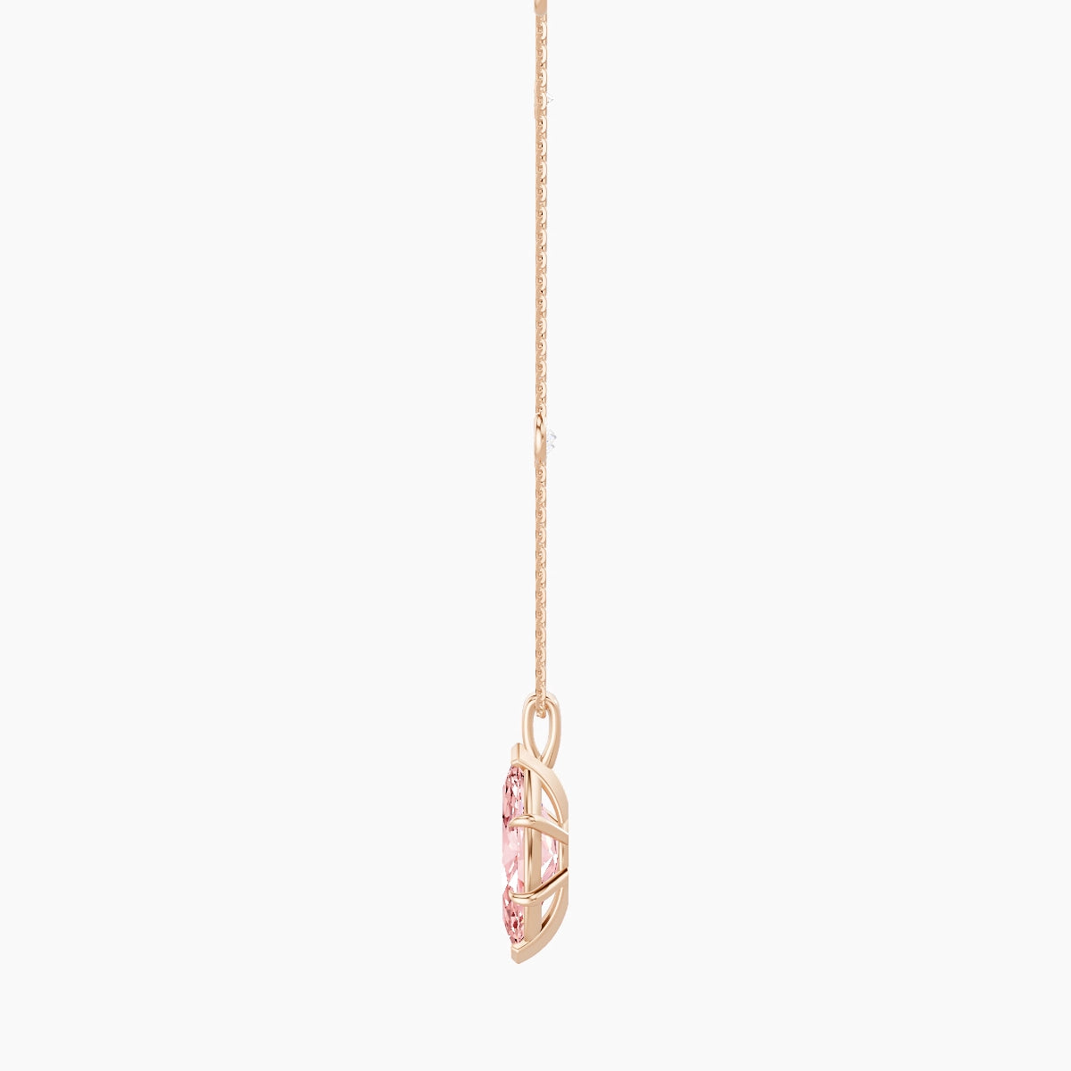 Hanging Solitaire with Sautoir | 18k Rose Gold 3 ct Pink Lab Diamond Marquise Pendant
