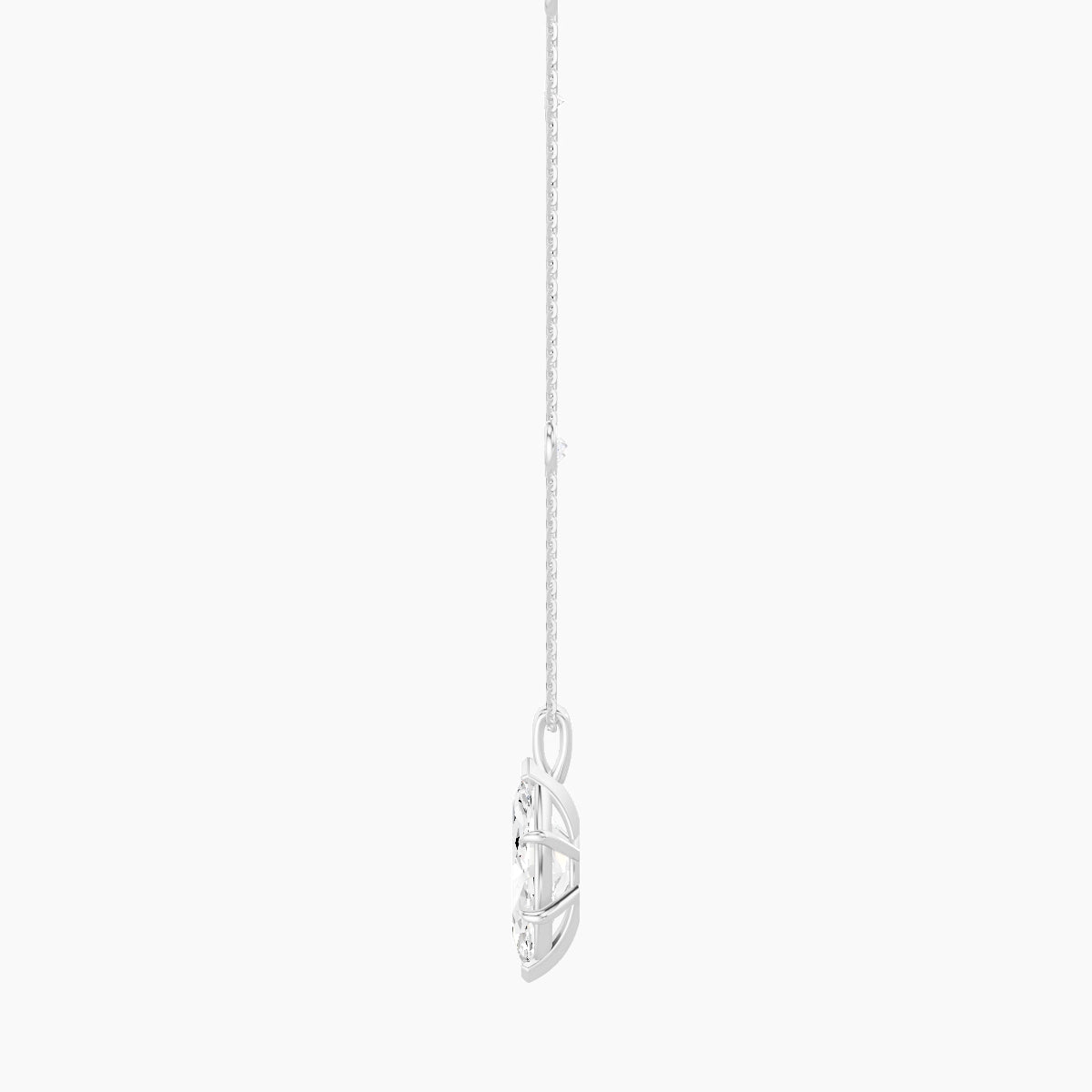 Hanging Solitaire with Sautoir | 18k White Gold 3 ct White Lab Diamond Marquise Pendant
