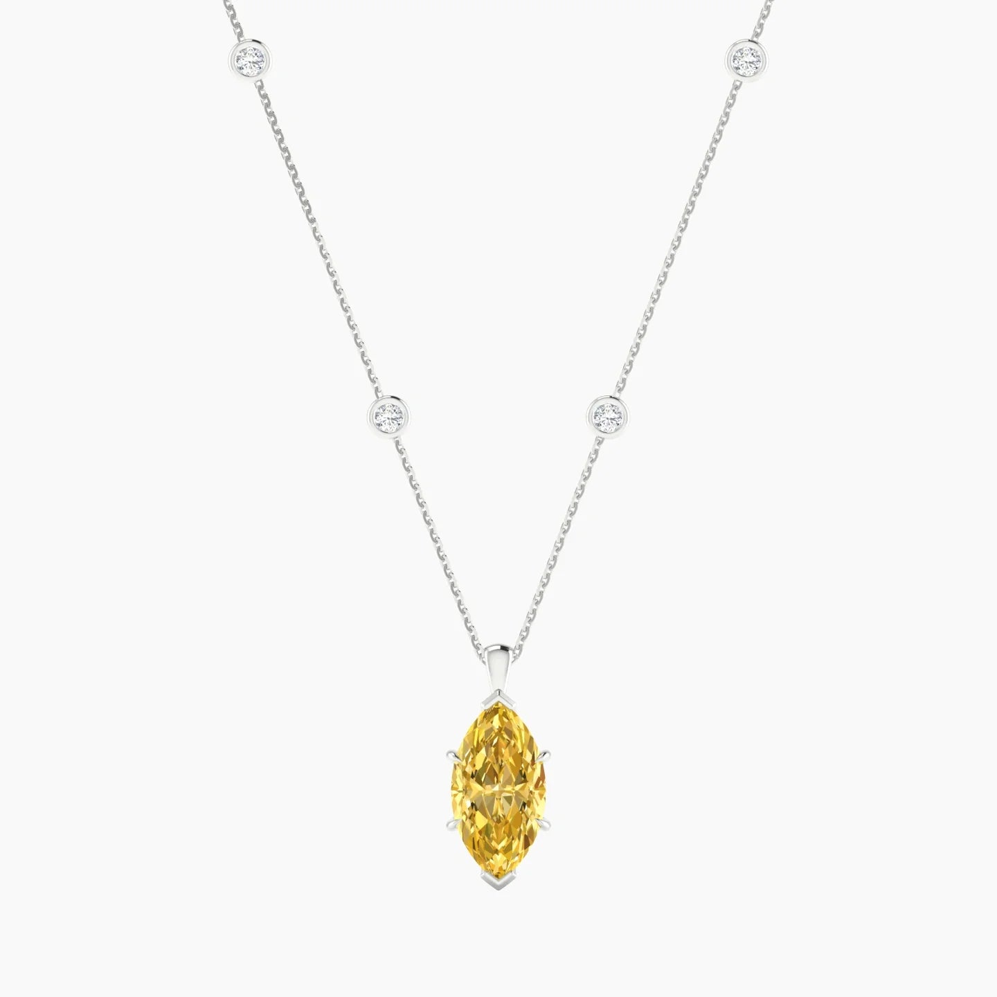Hanging Solitaire with Sautoir | 18k White Gold 3 ct Marquise Cut Pendant Setting