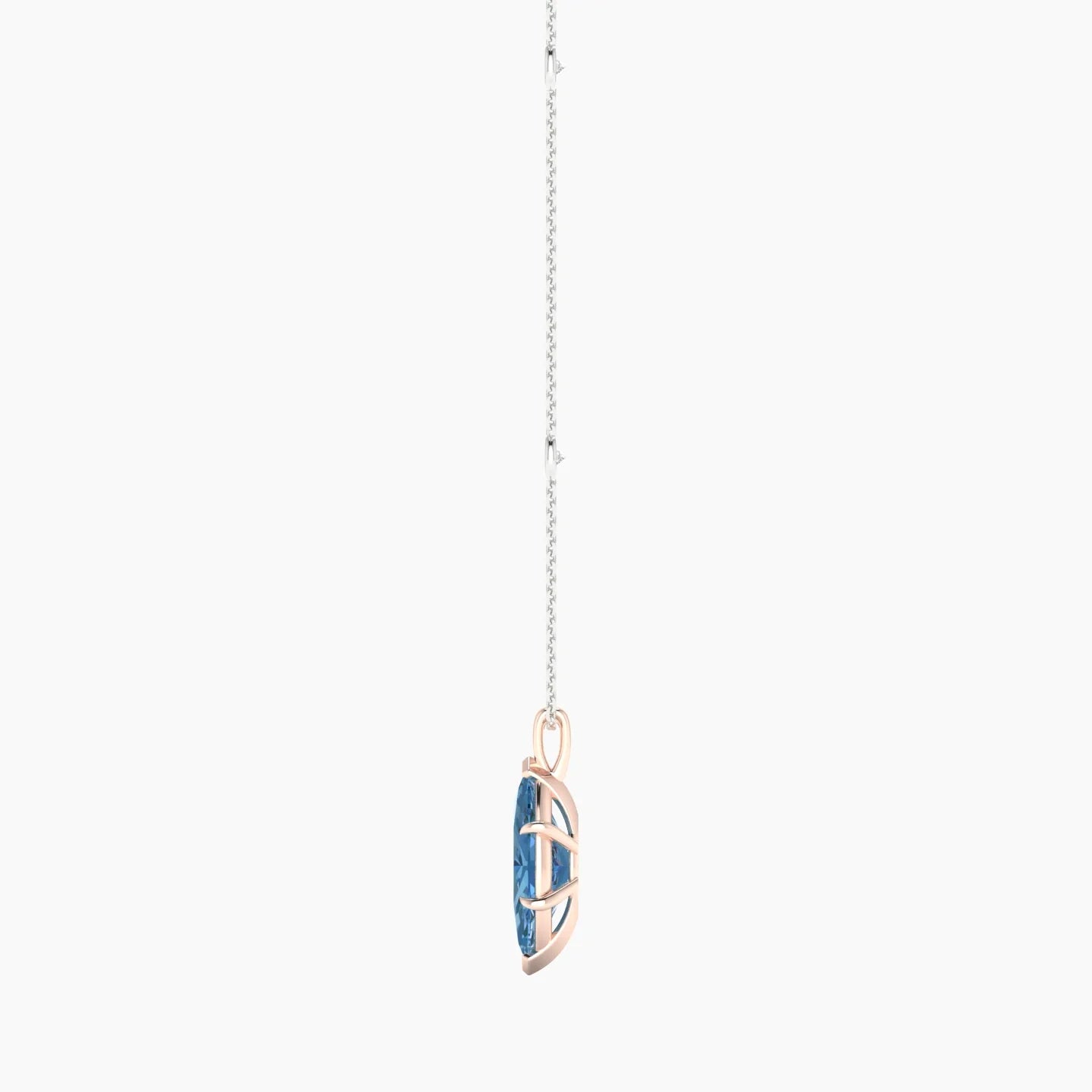 Hanging Solitaire with Sautoir | 18k White & Rose Gold 3 ct Marquise Cut Pendant Setting