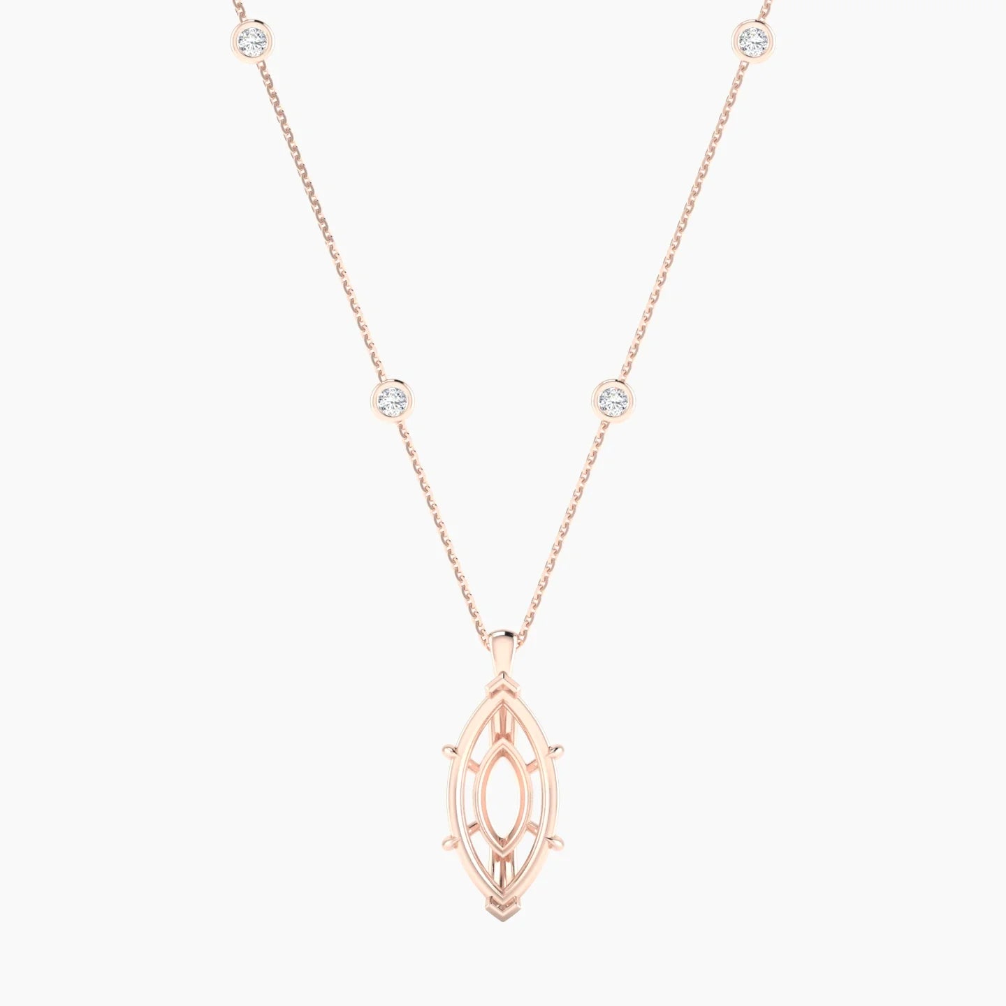 Hanging Solitaire with Sautoir | 18k Rose Gold 5-7.99 ct Marquise Cut Pendant Setting