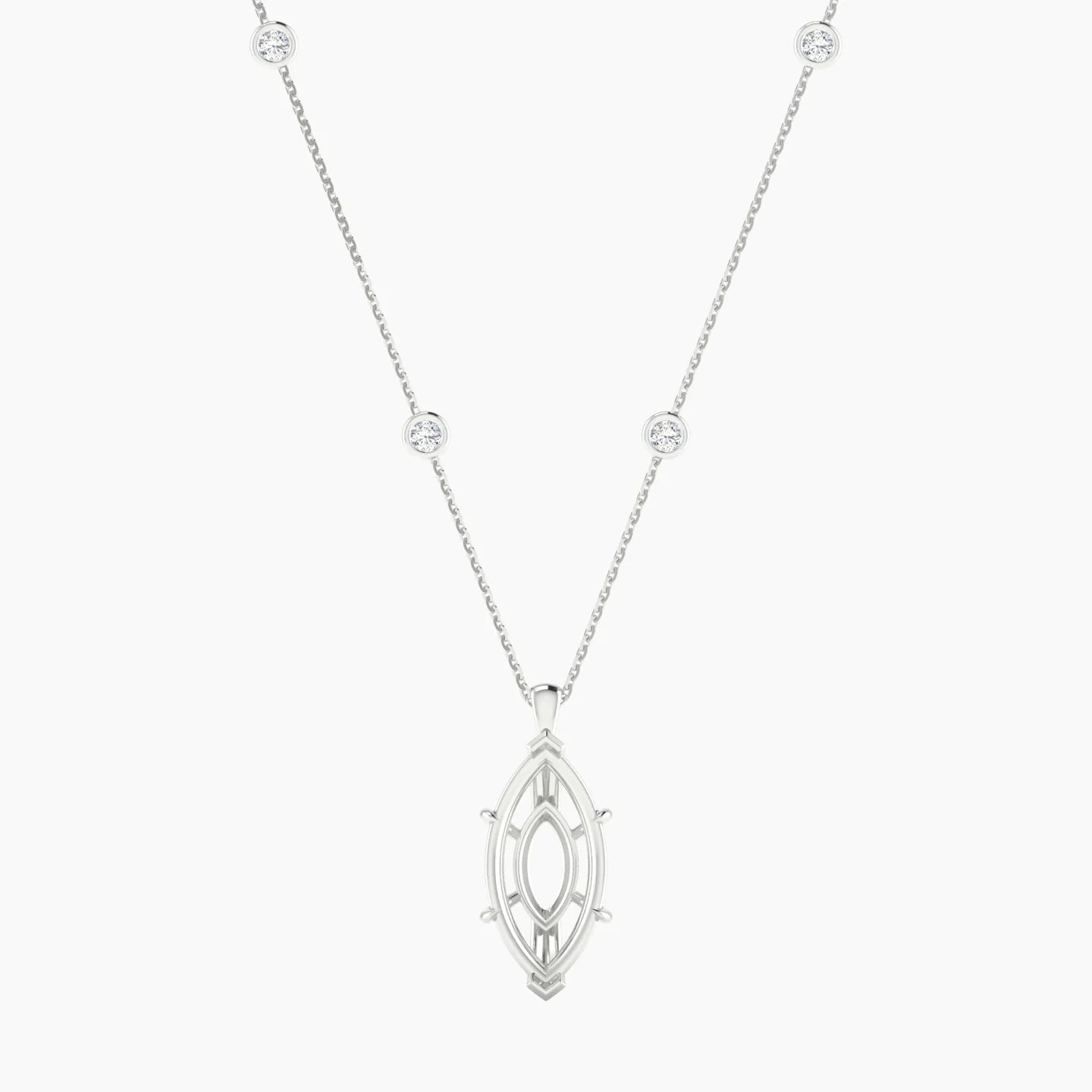 Hanging Solitaire with Sautoir | 18k White Gold 5-7.99 ct Marquise Cut Pendant Setting