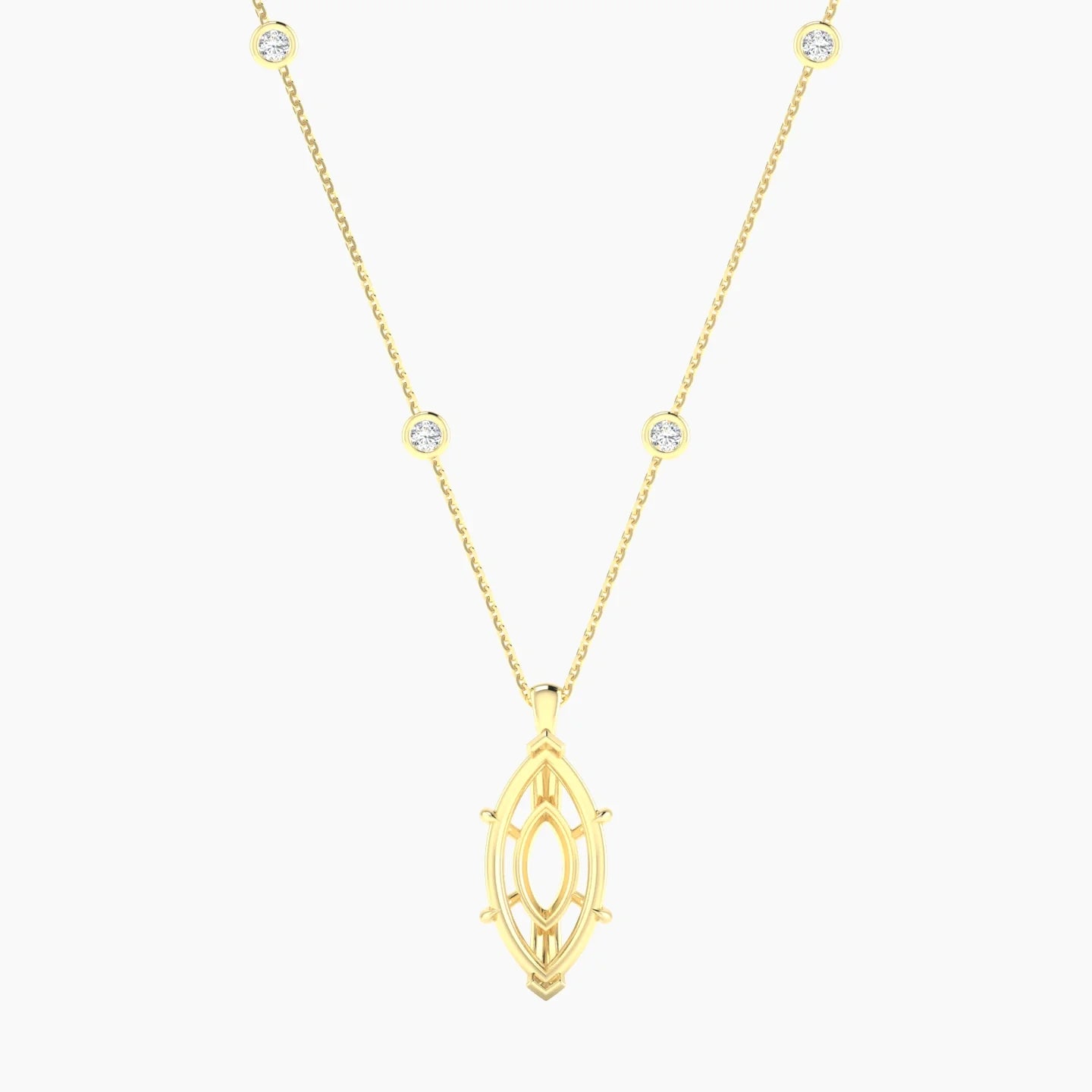 Hanging Solitaire with Sautoir | 18k Yellow Gold 5-7.99 ct Marquise Cut Pendant Setting