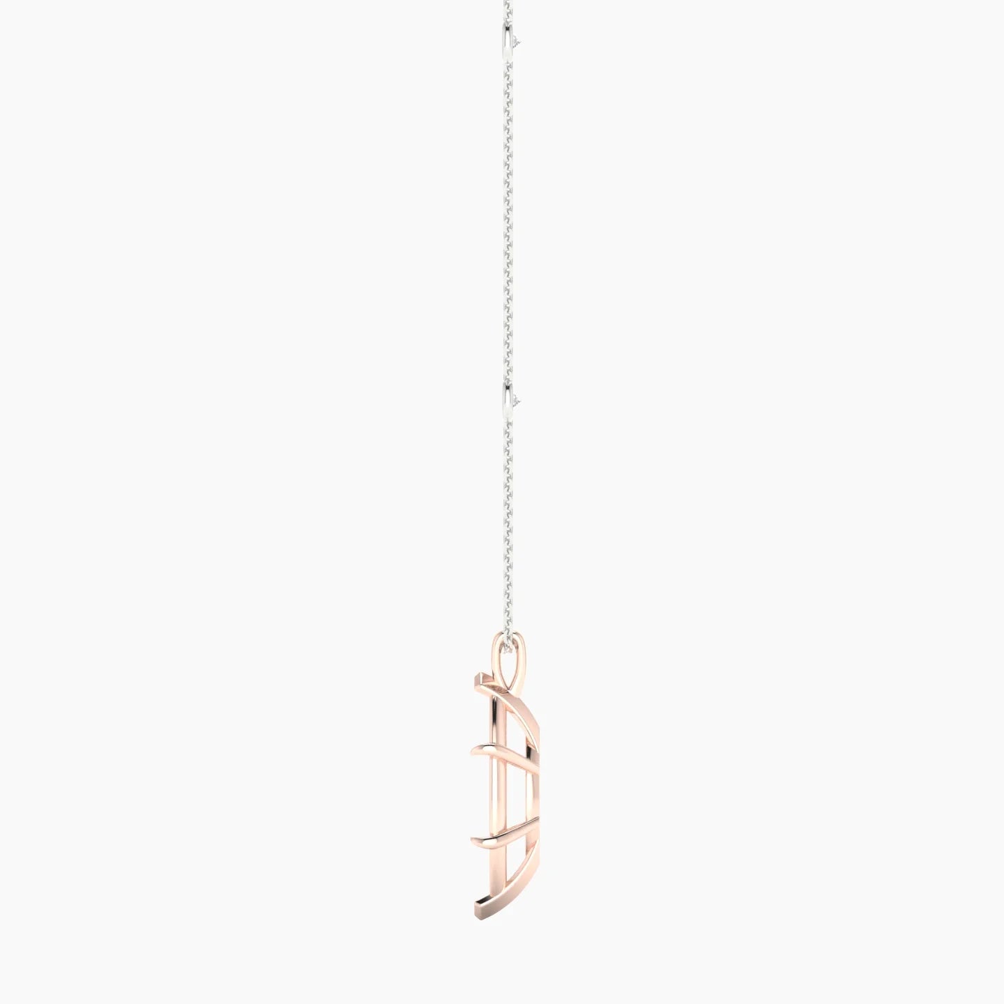 Hanging Solitaire with Sautoir | 18k White & Rose Gold 5-7.99 ct Marquise Cut Pendant Setting
