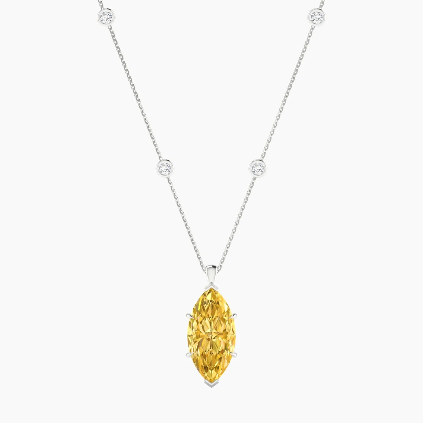 Hanging Solitaire with Sautoir | 18k White Gold 5 ct Marquise Cut Pendant Setting