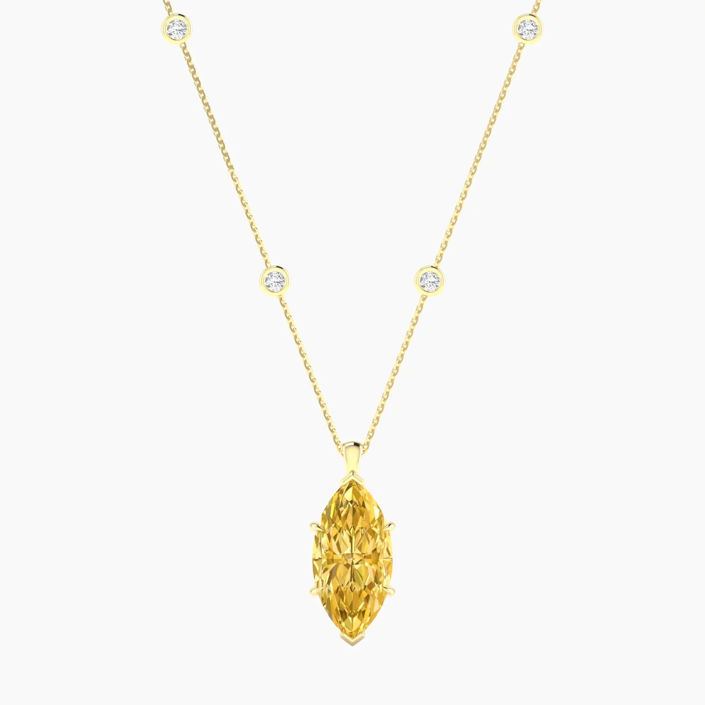 Hanging Solitaire with Sautoir | 18k Yellow Gold 5 ct Marquise Cut Pendant Setting