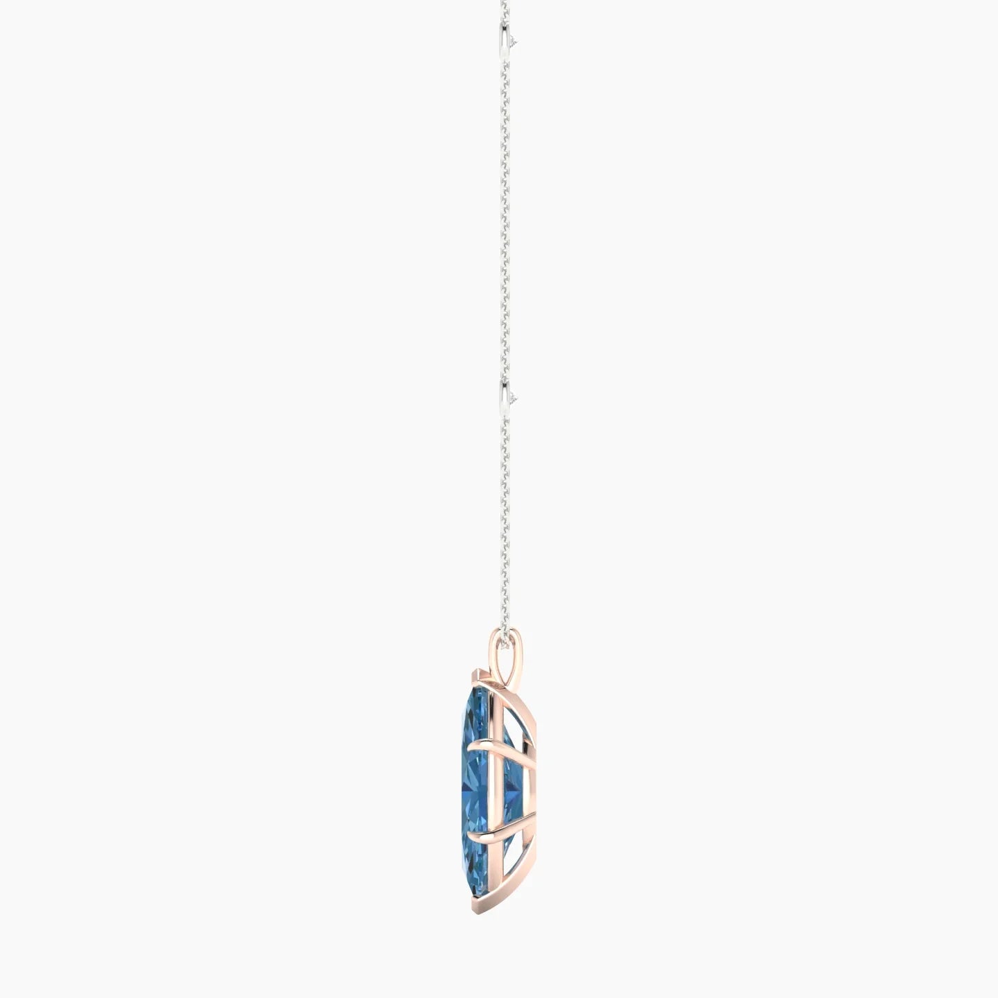 Hanging Solitaire with Sautoir | 18k White & Rose Gold 5 ct Marquise Cut Pendant Setting