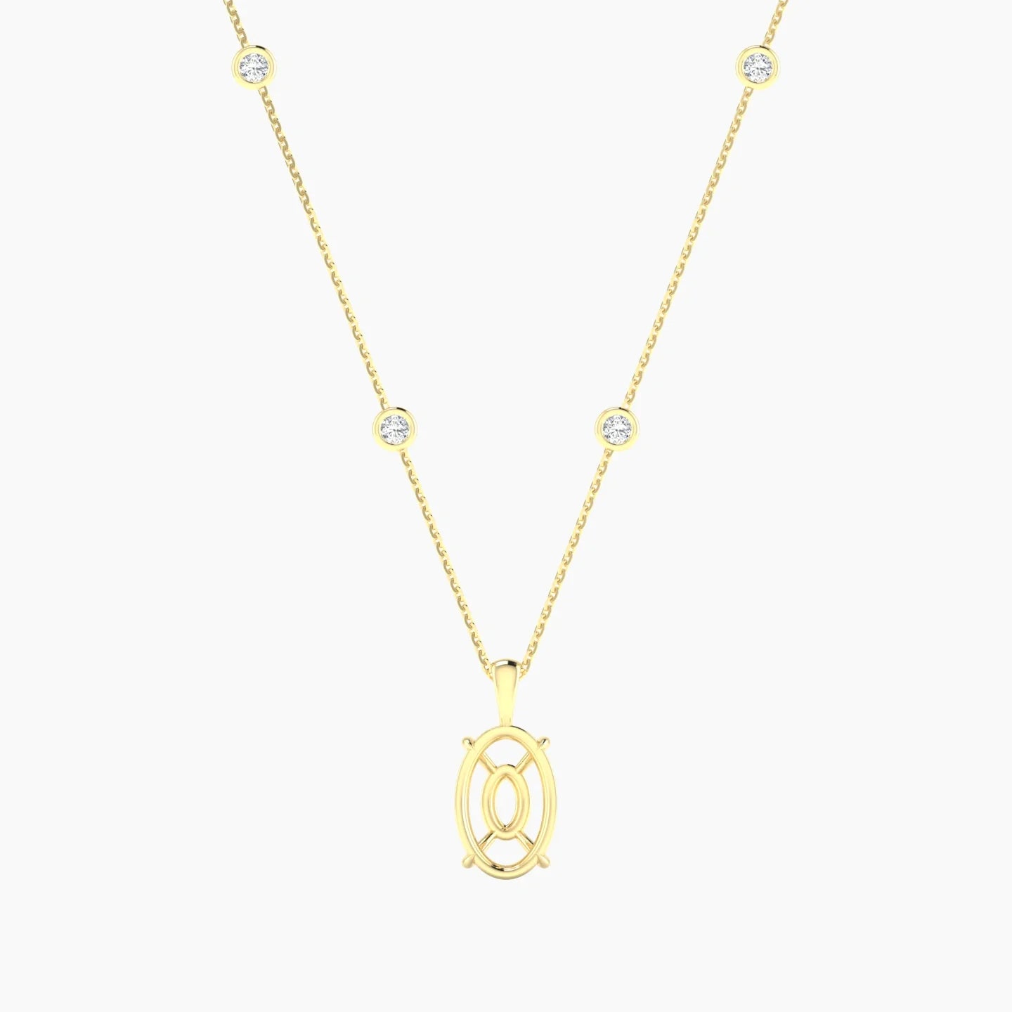 Hanging Solitaire with Sautoir | 18k Yellow Gold 3-4.99 ct Oval Cut Pendant Setting