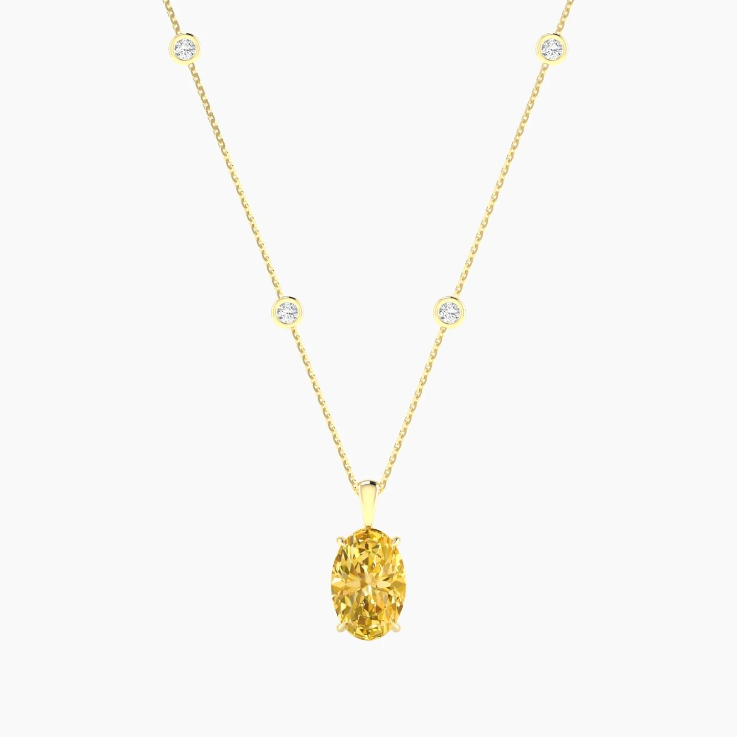 Hanging Solitaire with Sautoir | 18k Yellow Gold 3 ct Oval Cut Pendant Setting