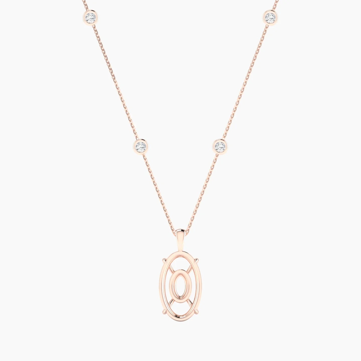 Hanging Solitaire with Sautoir | 18k Rose Gold 5-7.99 ct Oval Cut Pendant Setting