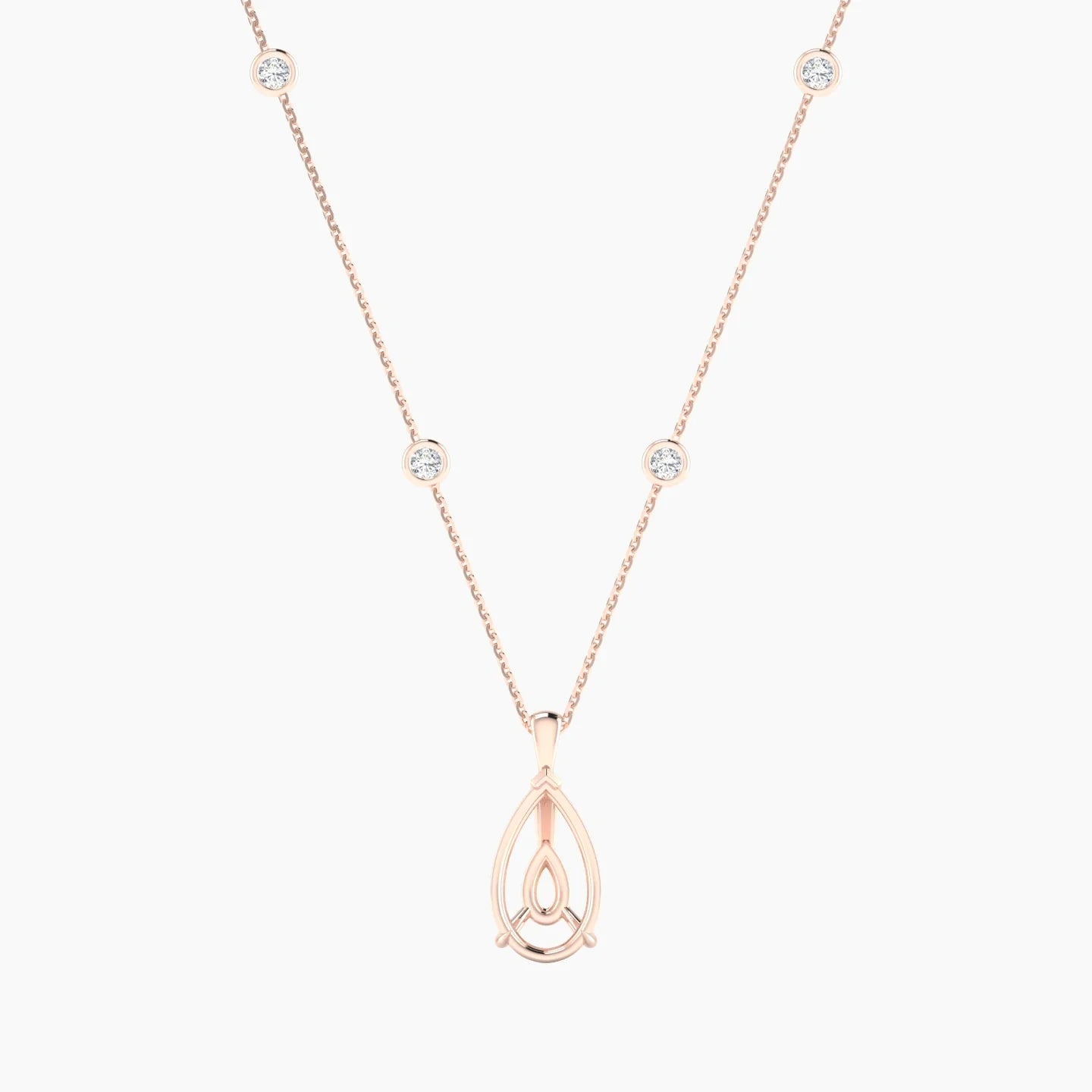 Hanging Solitaire with Sautoir | 18k Rose Gold 3-4.99 ct Pear Cut Pendant Setting