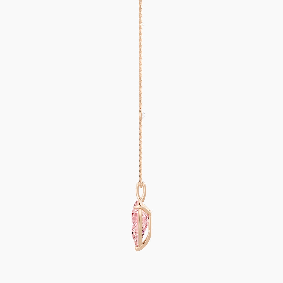 Hanging Solitaire with Sautoir | 18k Rose Gold 3 ct Pink Lab Diamond Pear Pendant
