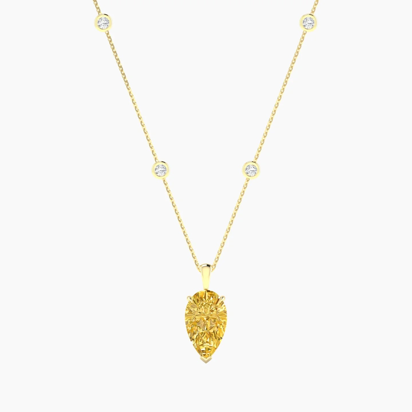 Hanging Solitaire with Sautoir | 18k Yellow Gold 3 ct Pear Cut Pendant Setting