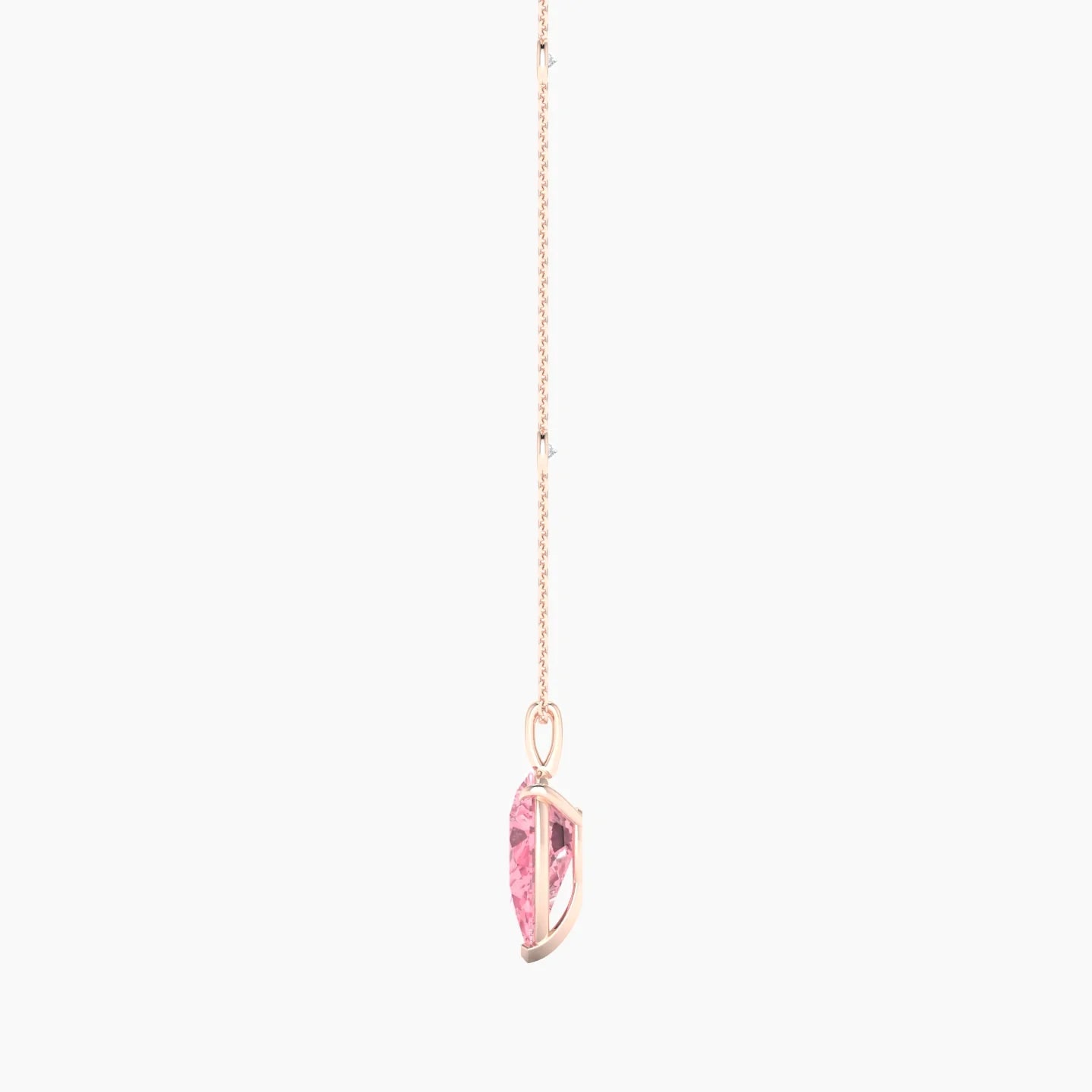Hanging Solitaire with Sautoir | 18k Rose Gold 3 ct Pear Cut Pendant Setting