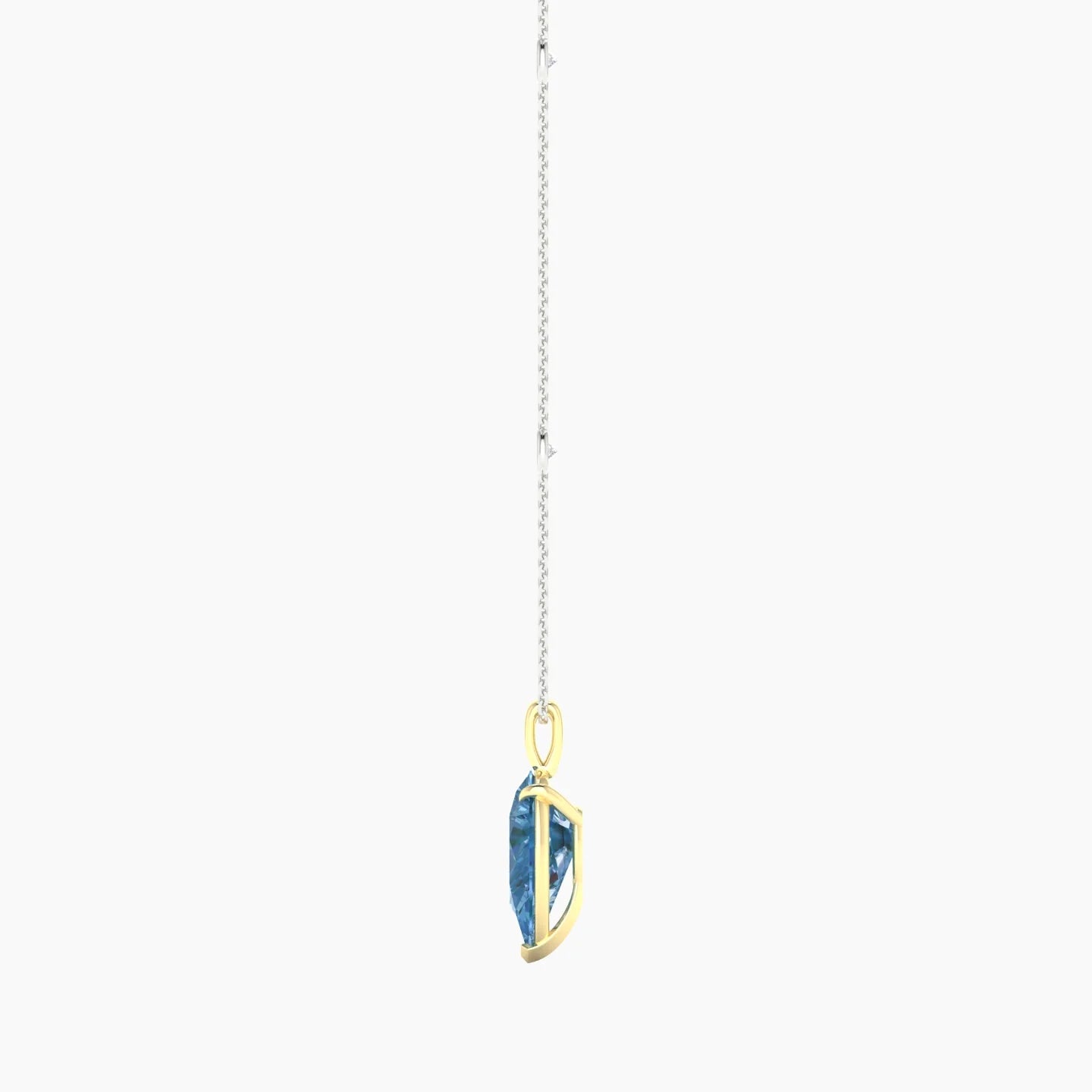 Hanging Solitaire with Sautoir | 18k White & Yellow Gold 3 ct Pear Cut Pendant Setting